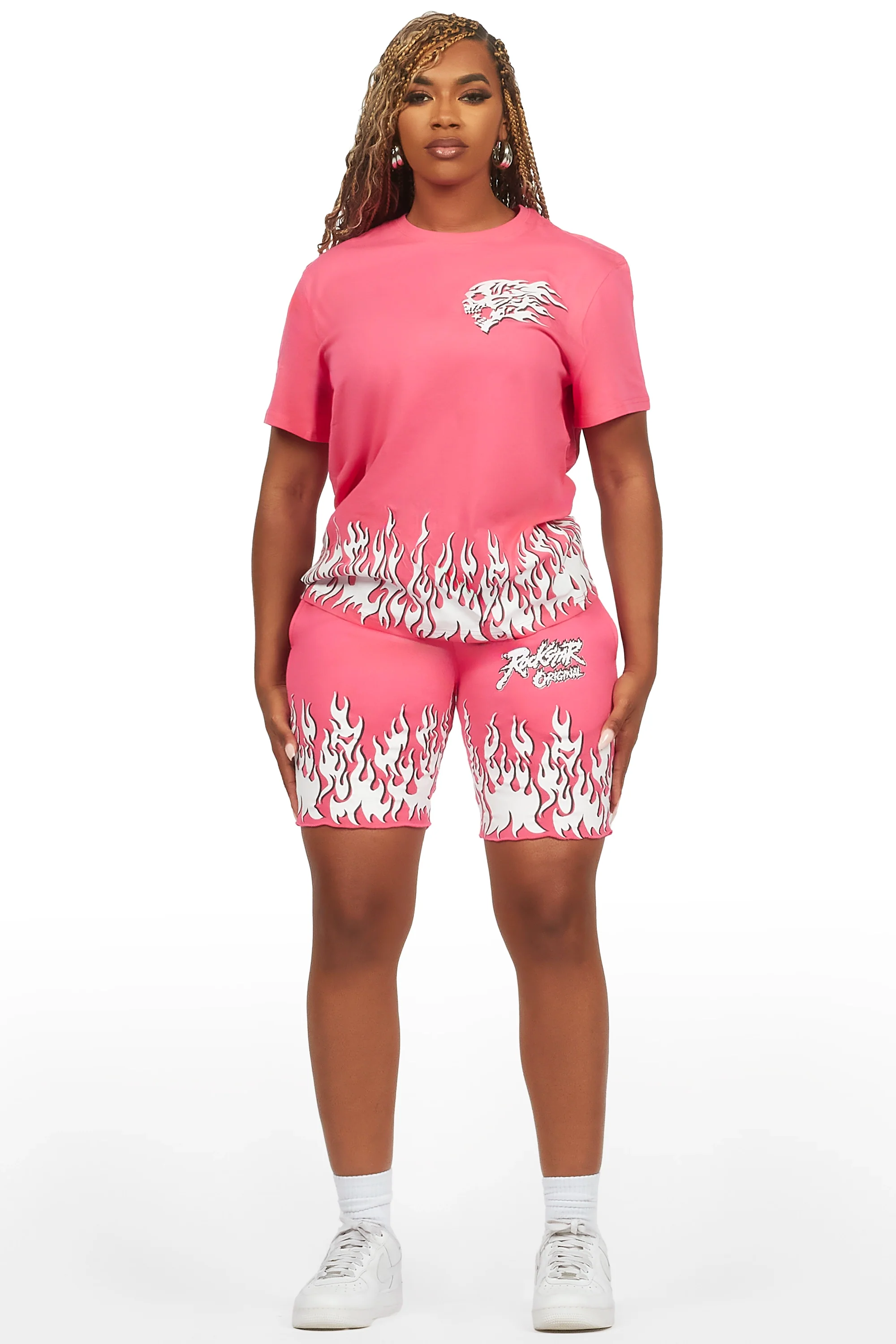 Arais Hot Pink T-Shirt Short Set - Image 2