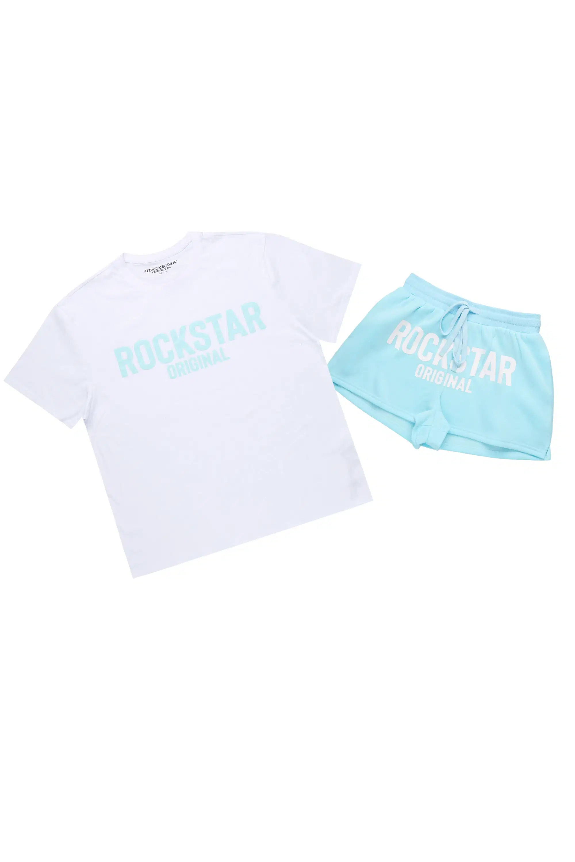 Sabrina White/Blue T-Shirt Short Set - Image 3