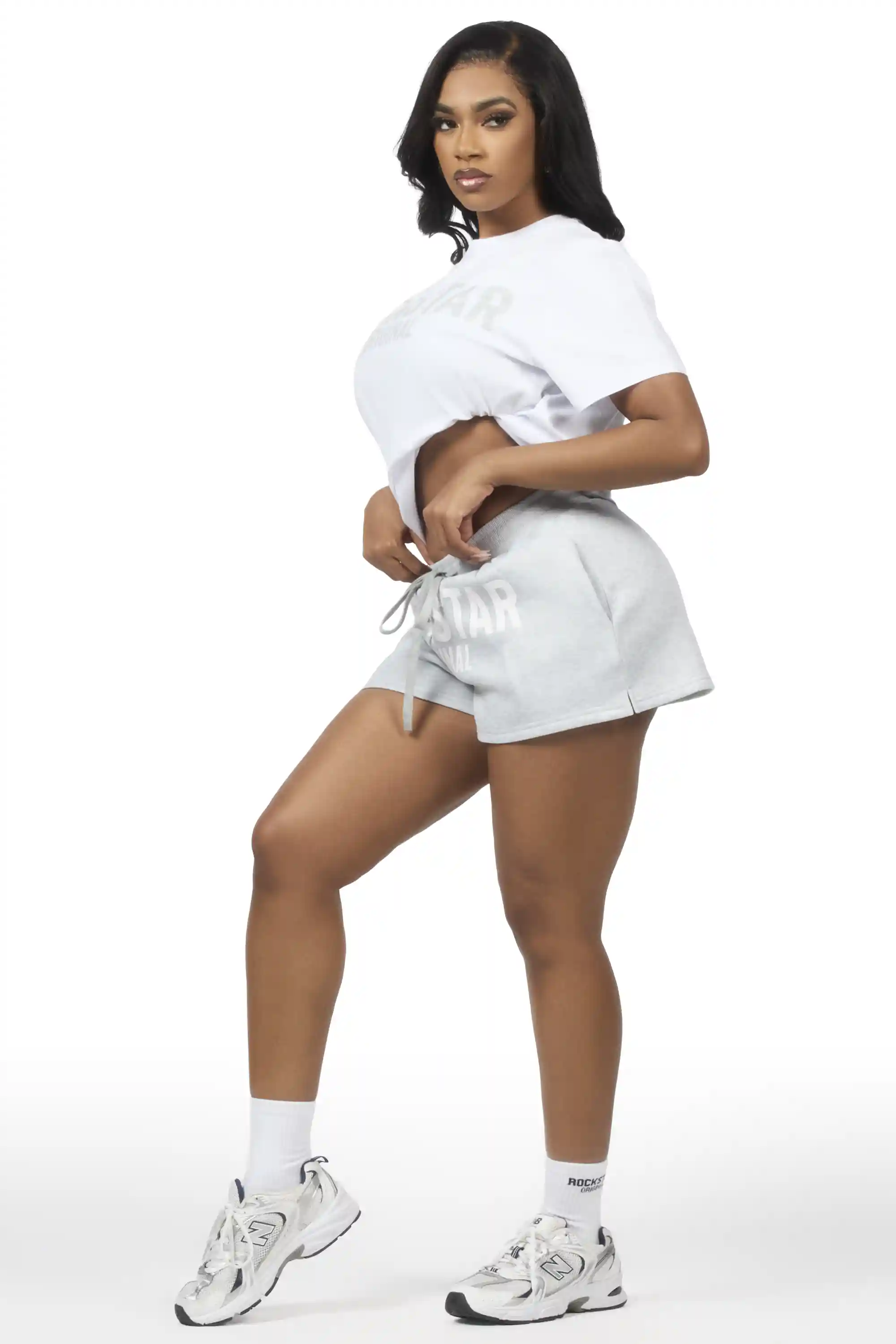 Sabrina White/Grey T-Shirt Short Set - Image 4