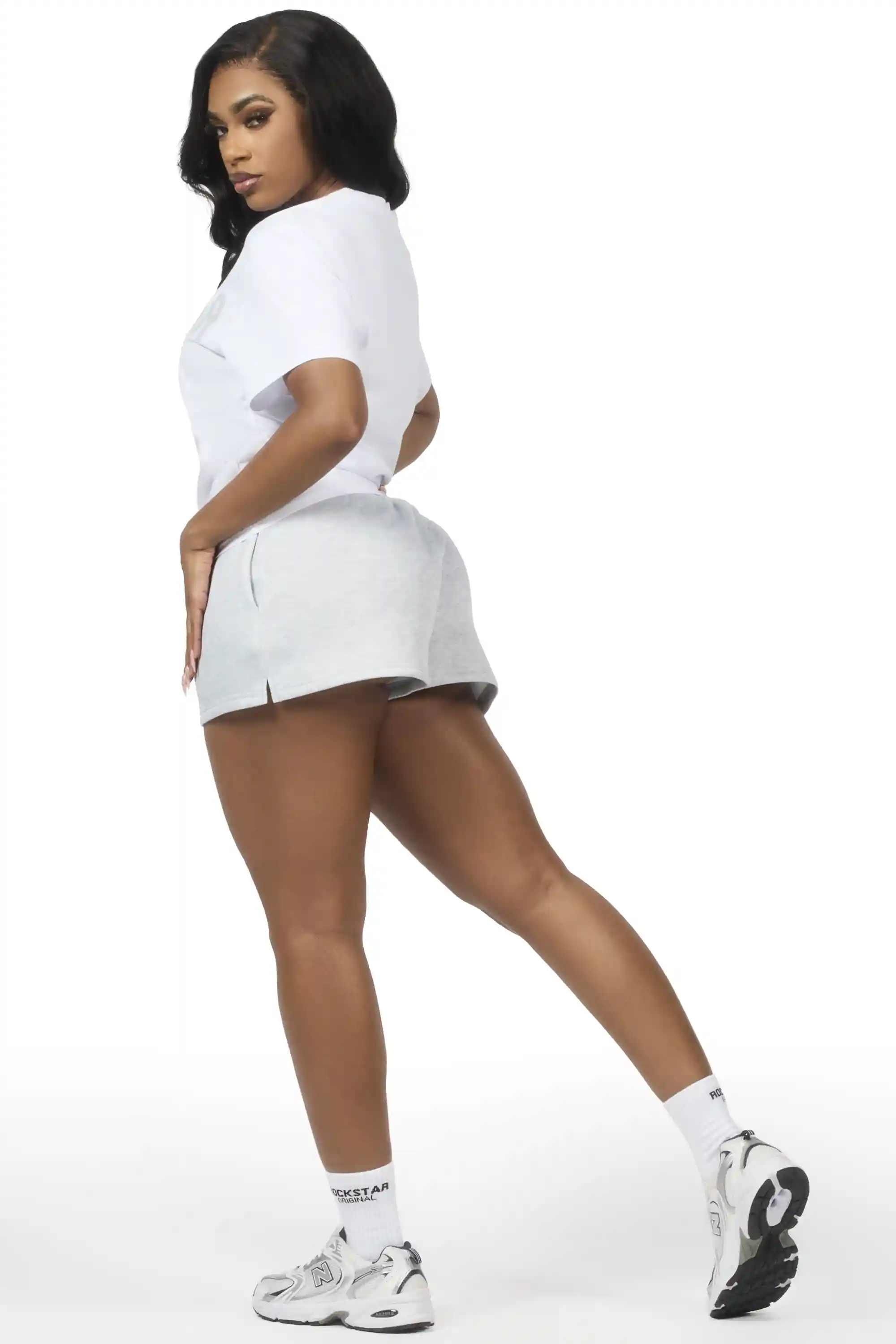 Sabrina White/Grey T-Shirt Short Set - Image 6