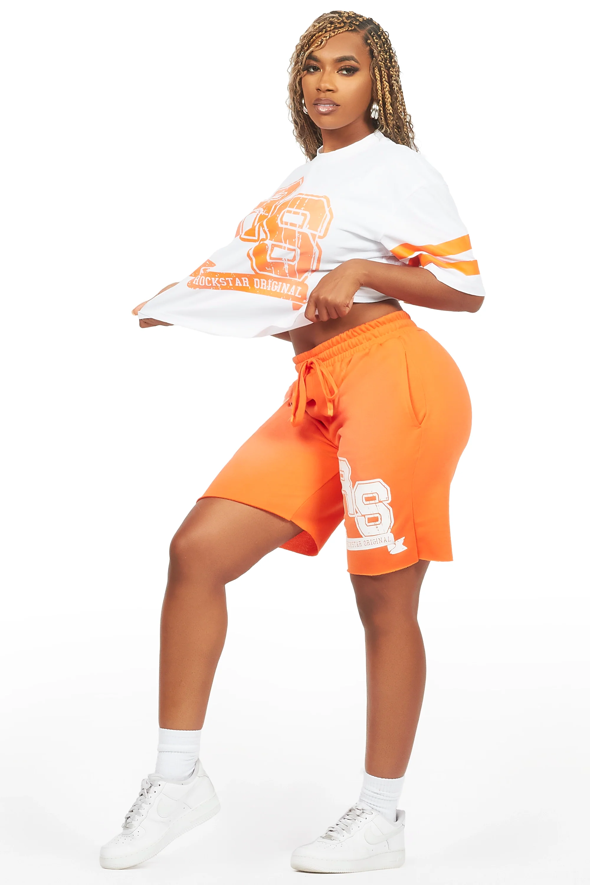 Tenita White/Orange T-Shirt Short Set - Image 5