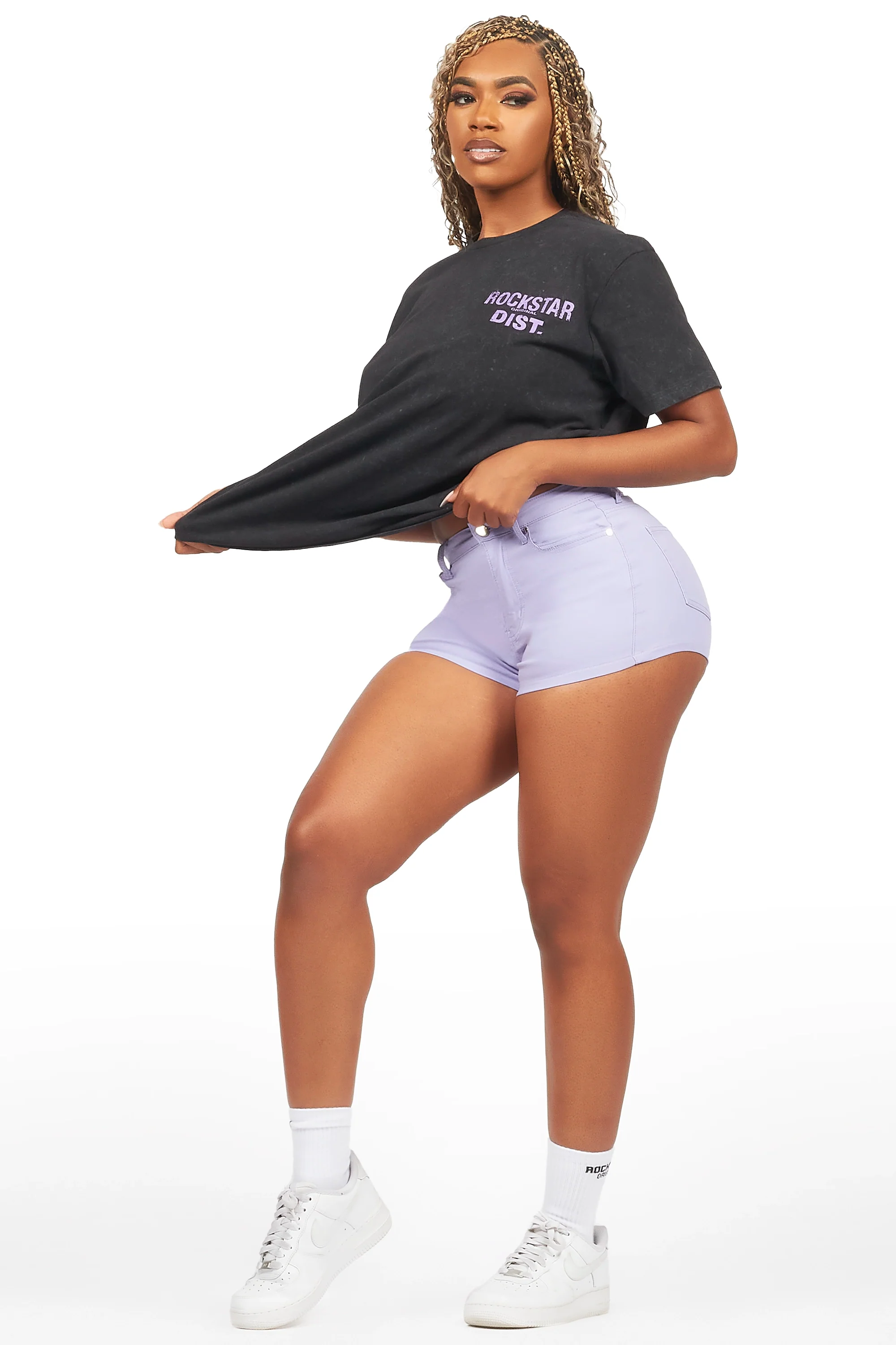 Denae Black/Purple Denim Short Set - Image 3