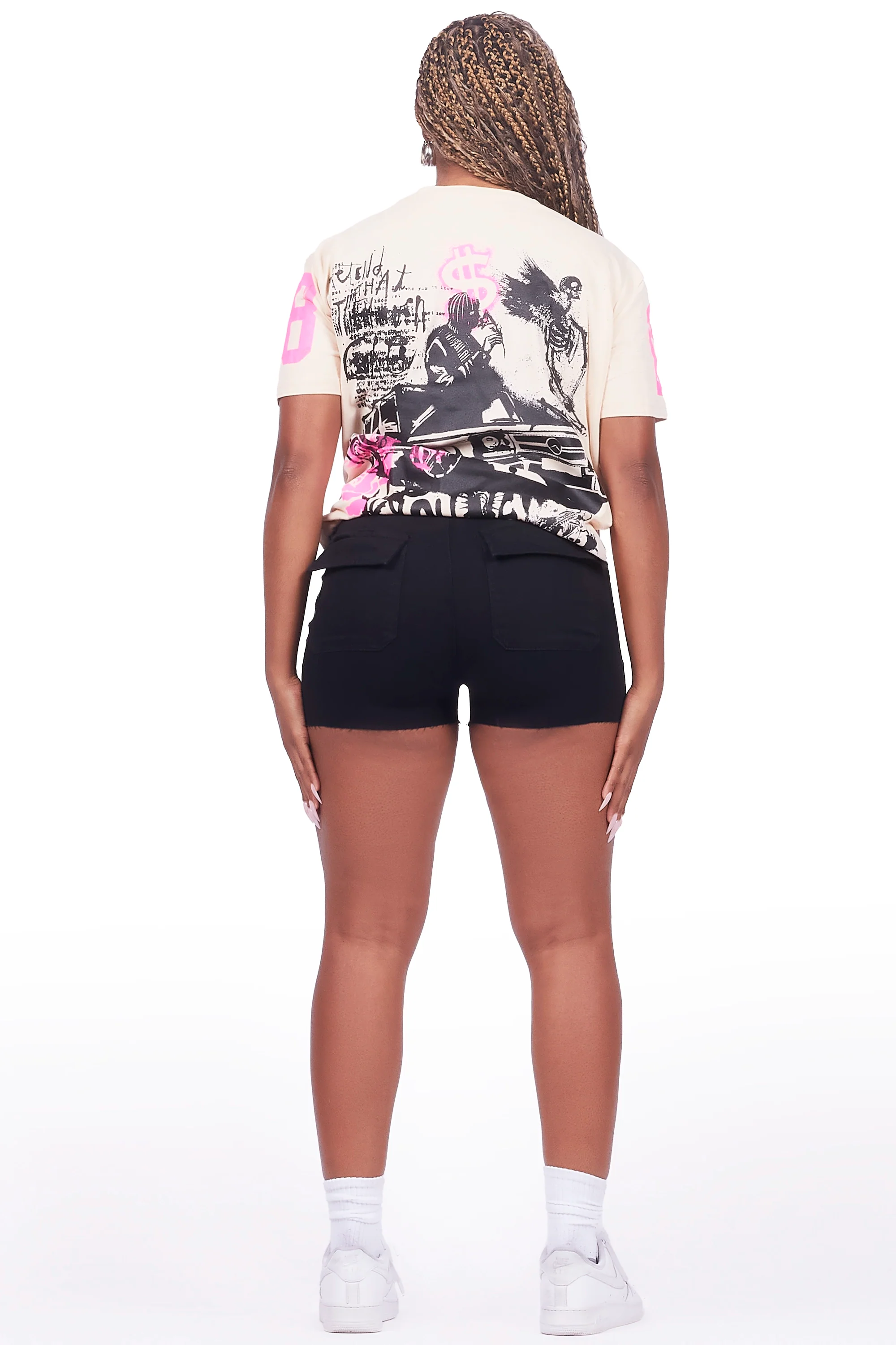 Ahmani Beige/Black Denim Short Set - Image 5