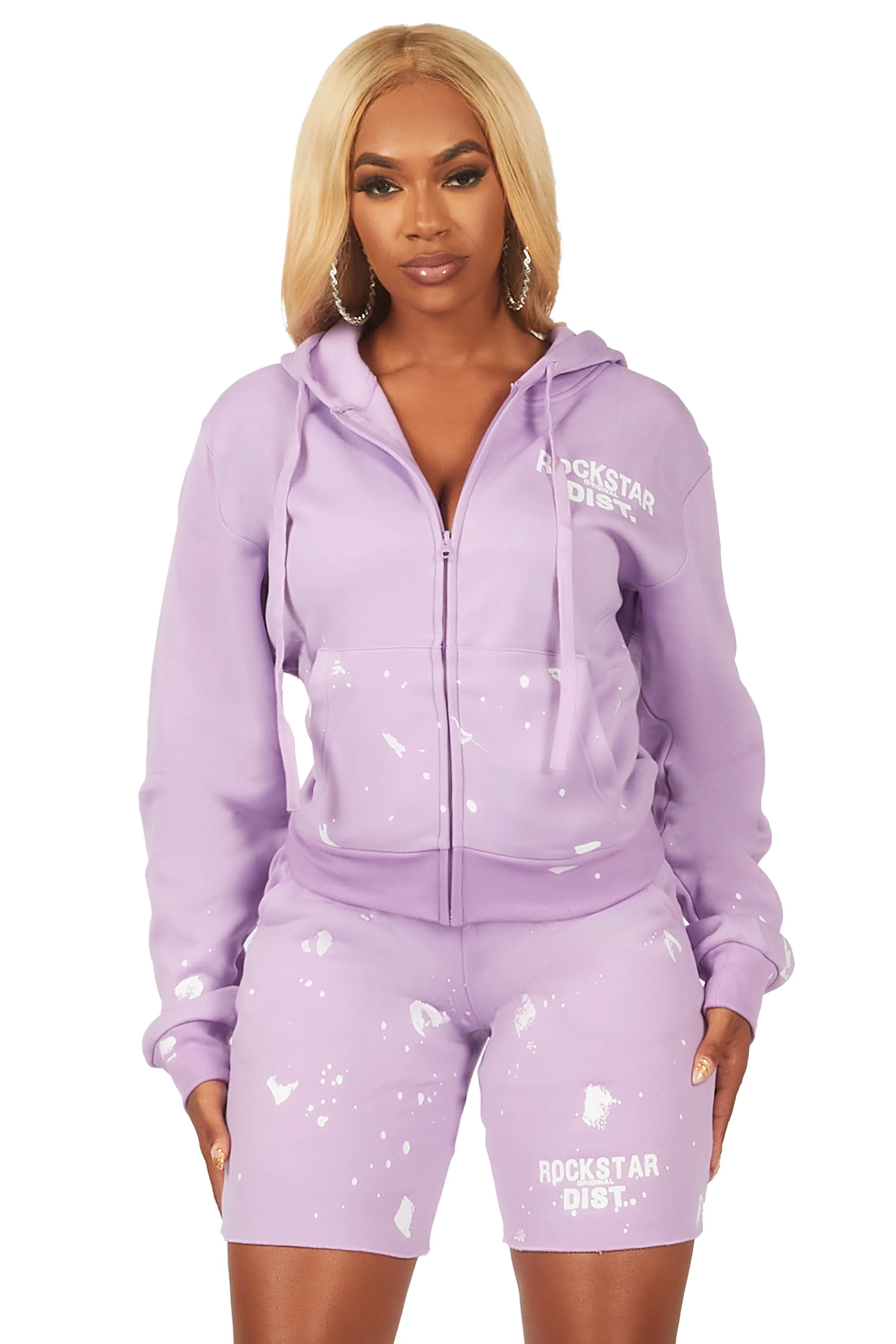 Kanesha Lavender Zip Up Short Set - Image 9