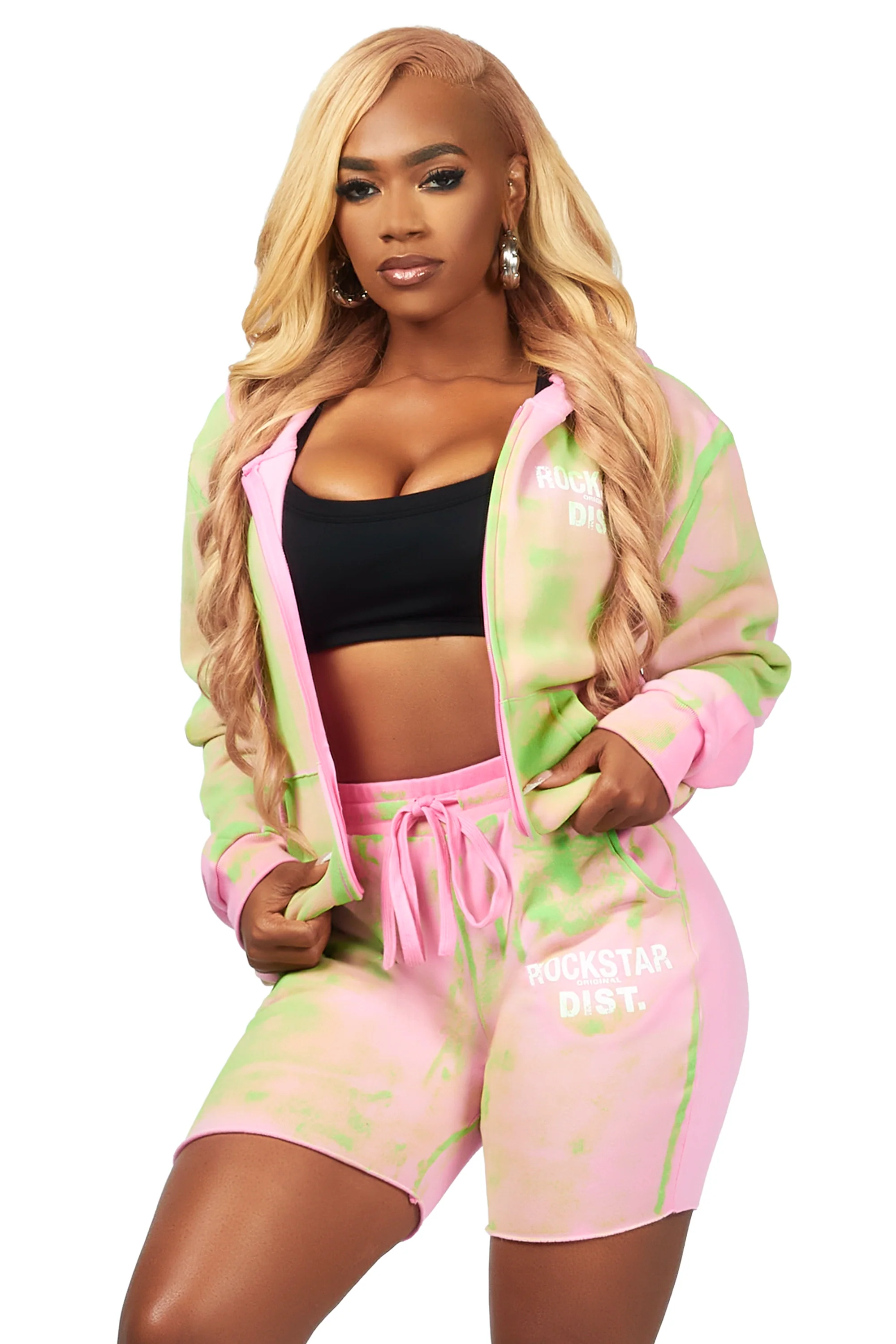 Patricia Pink Zip Up Short Set - Image 4