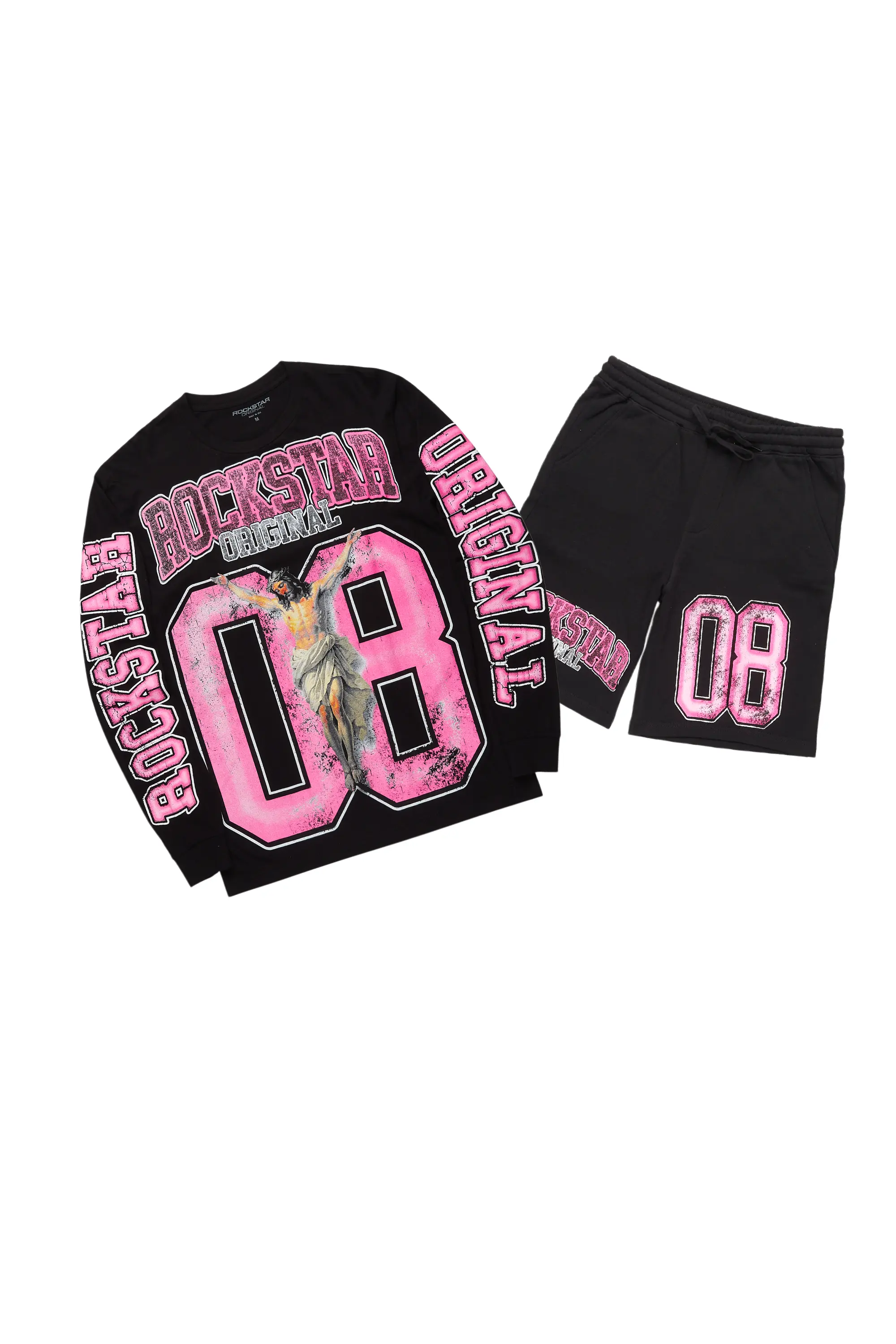 Jamala Black Long Sleeve T-Shirt Short Set - Image 3
