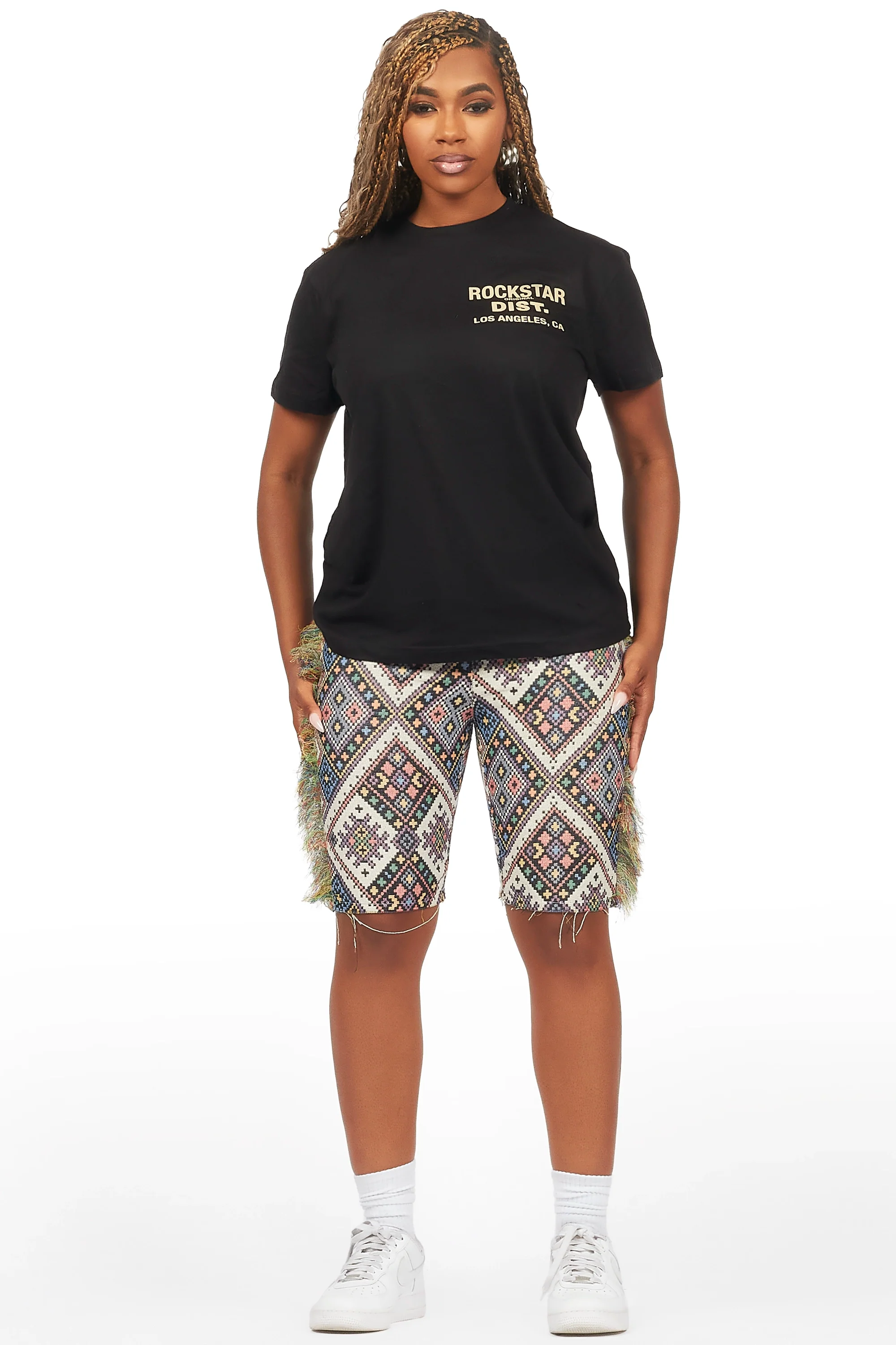 Missy Black/Beige T-Shirt Short Set - Image 3