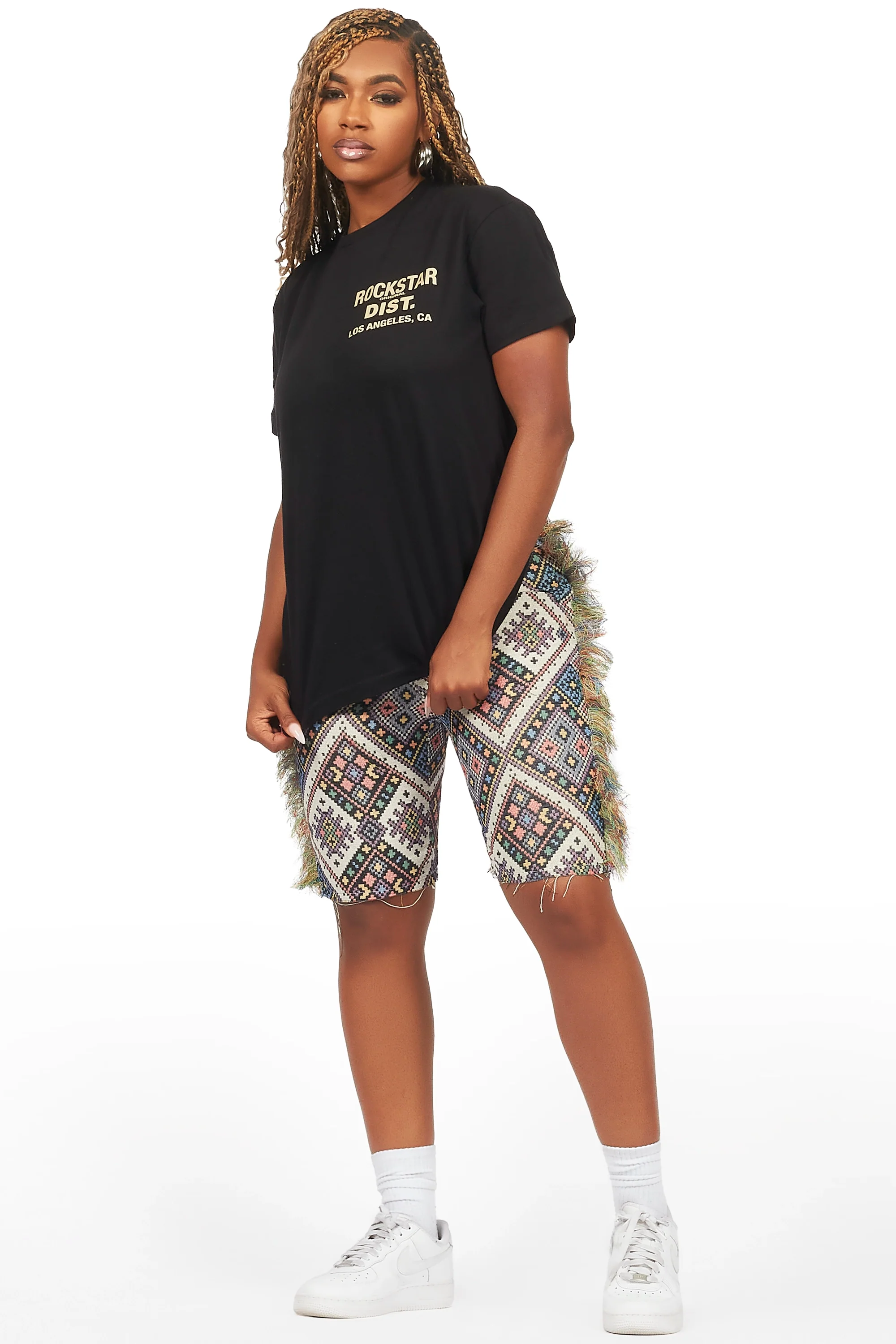 Missy Black/Beige T-Shirt Short Set - Image 4
