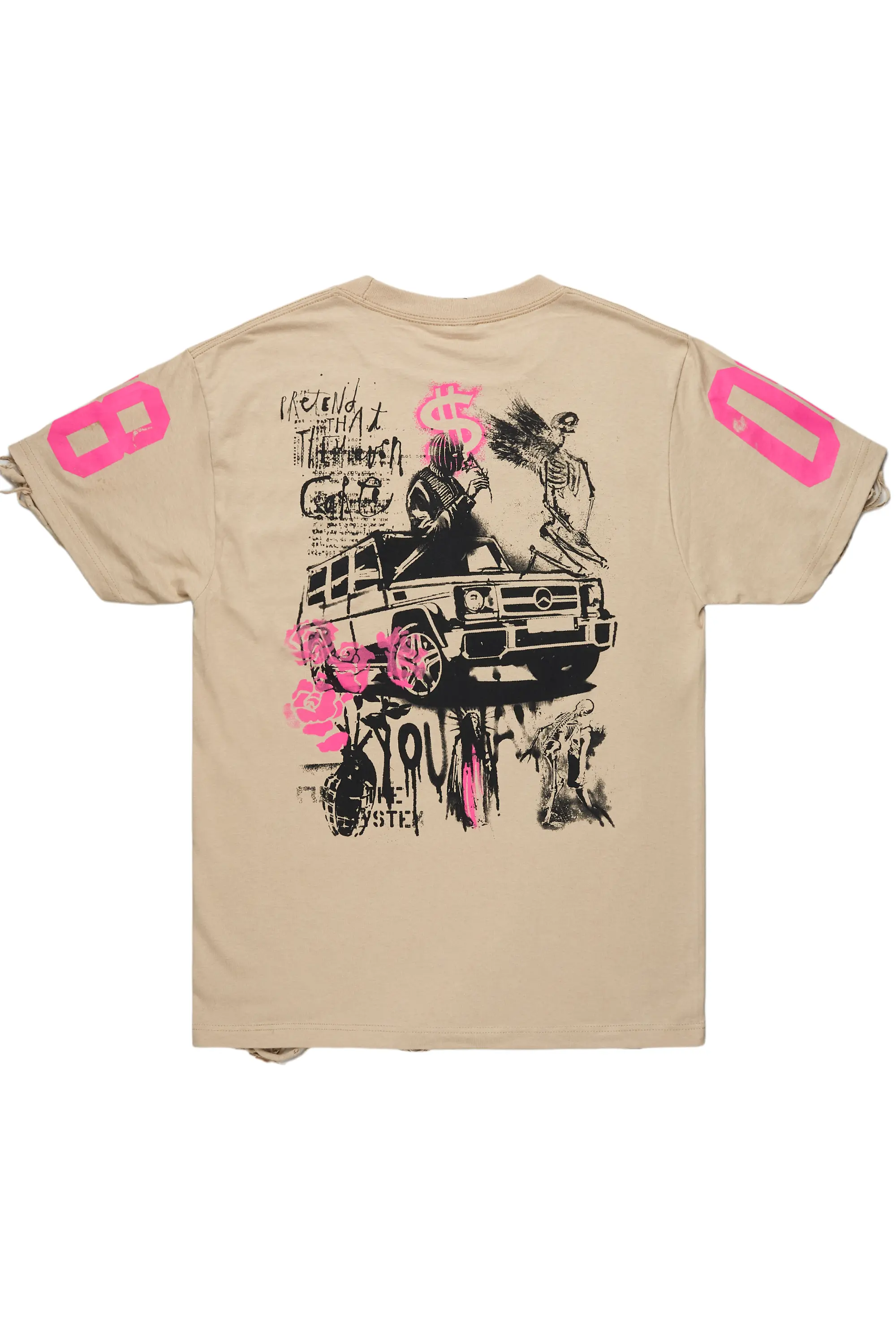 Kammile Beige/Pink Oversized T-Shirt - Image 3