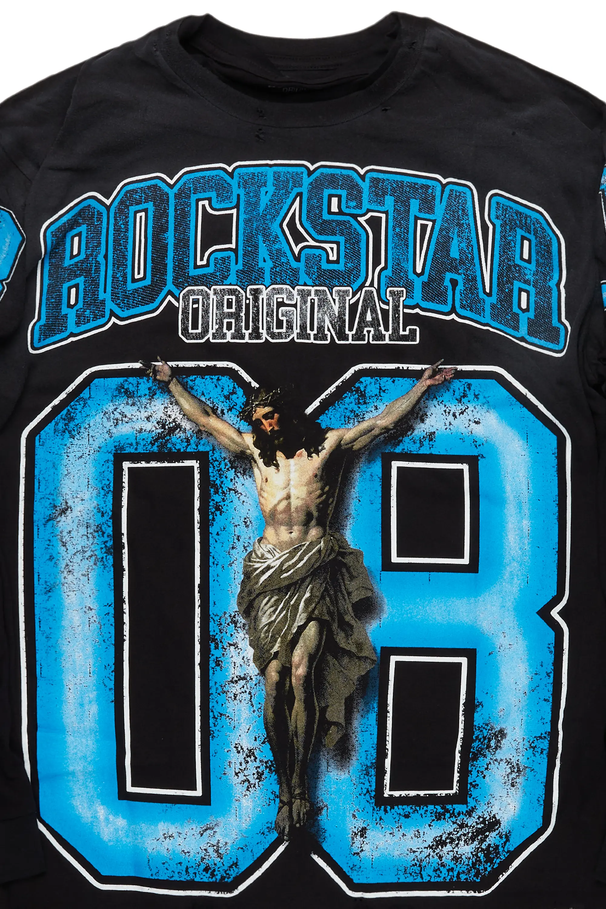 Tariqa Black/Blue Double Layer Graphic T-Shirt - Image 2