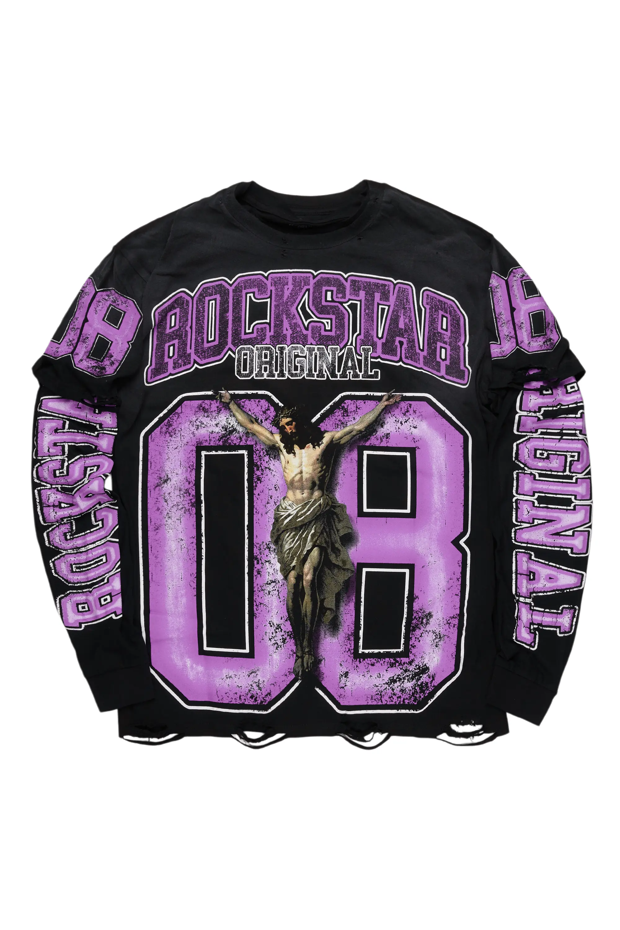 Tariqa Black/Purple Double Layer Graphic T-Shirt - Image 2