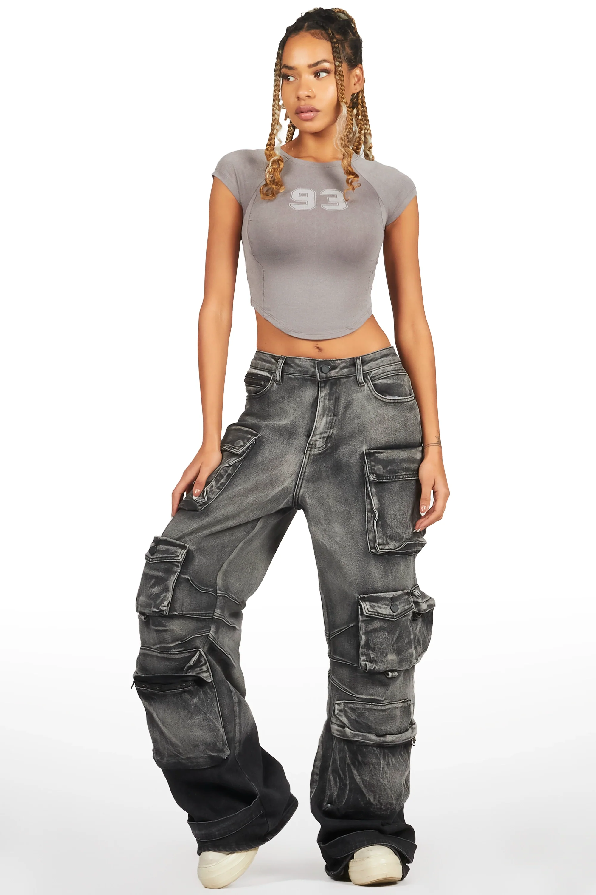 Kaisyna Grey Crop T-Shirt - Image 5
