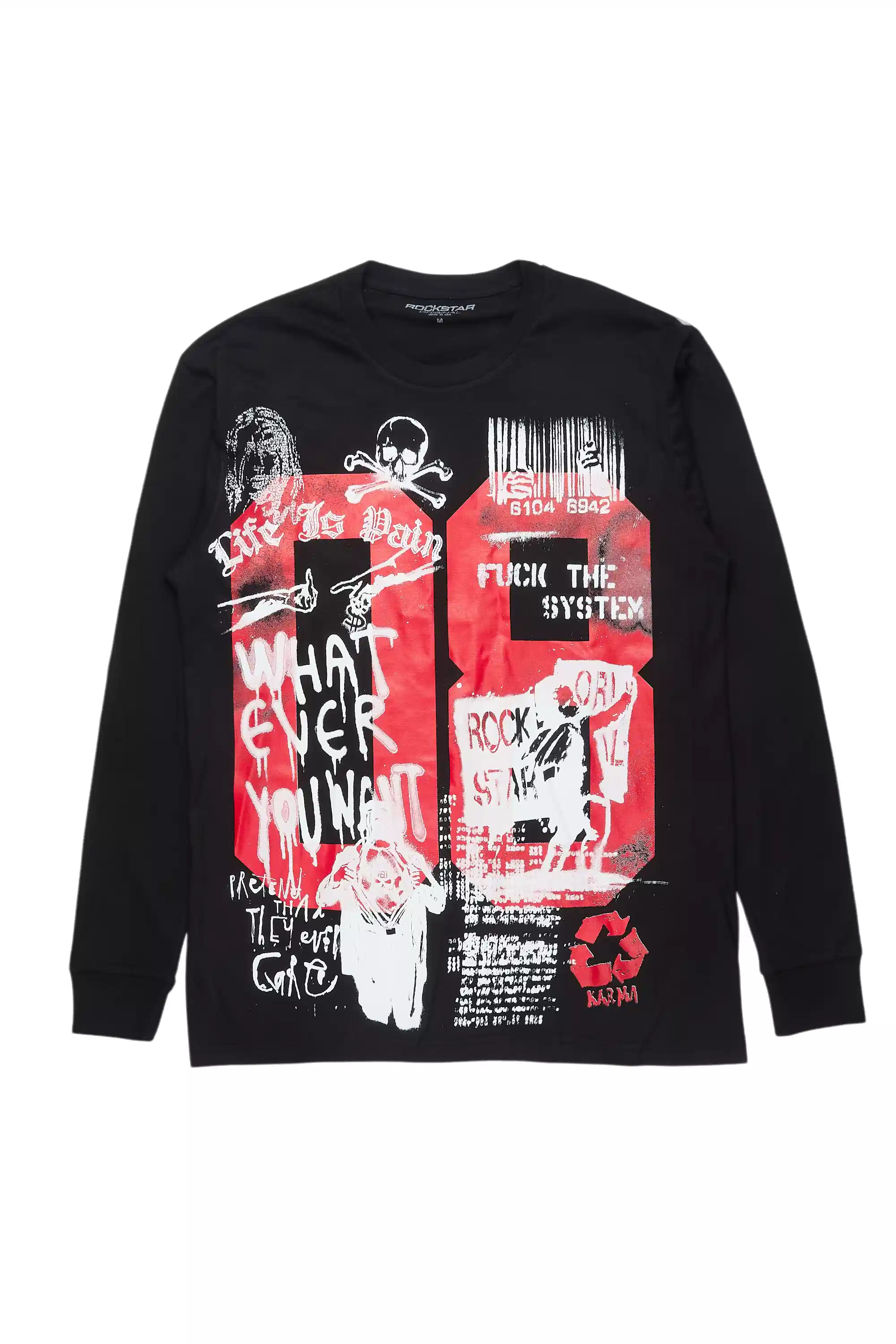 Kammile Black/White Long Sleeve Graphic T-Shirt