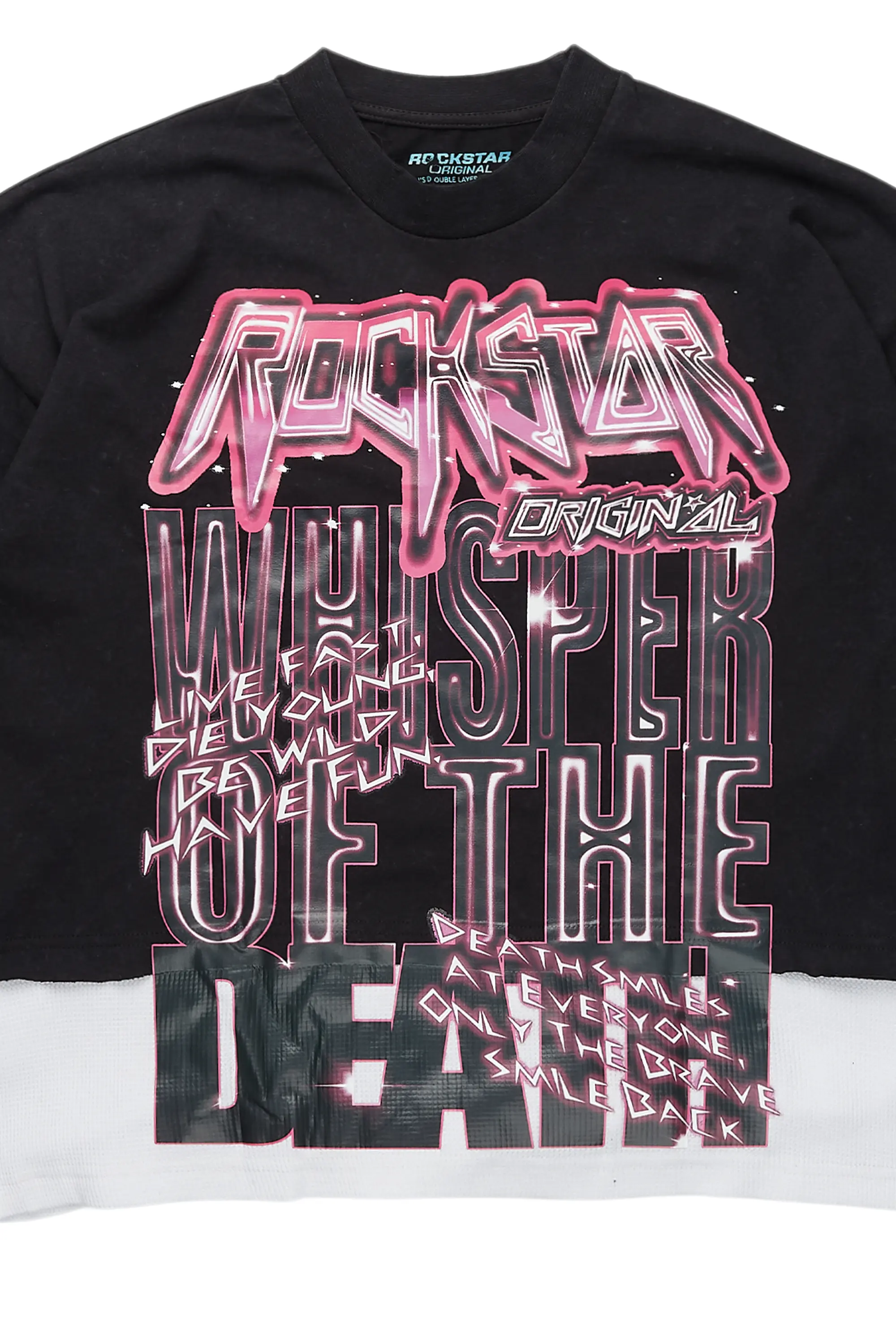Nicola Black/White Double Layer T-Shirt - Image 2