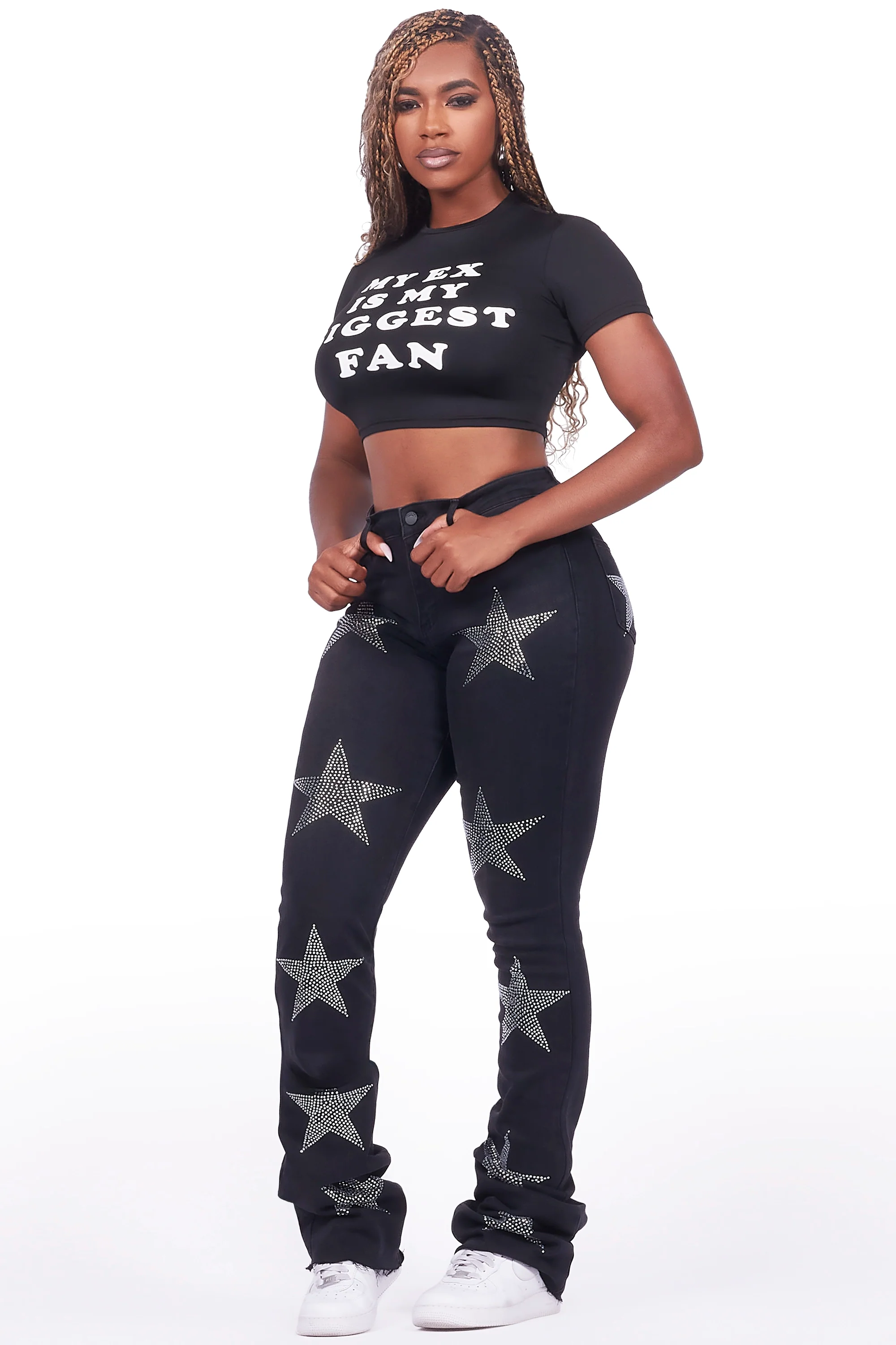 Sarina Black Crop T-Shirt - Image 2