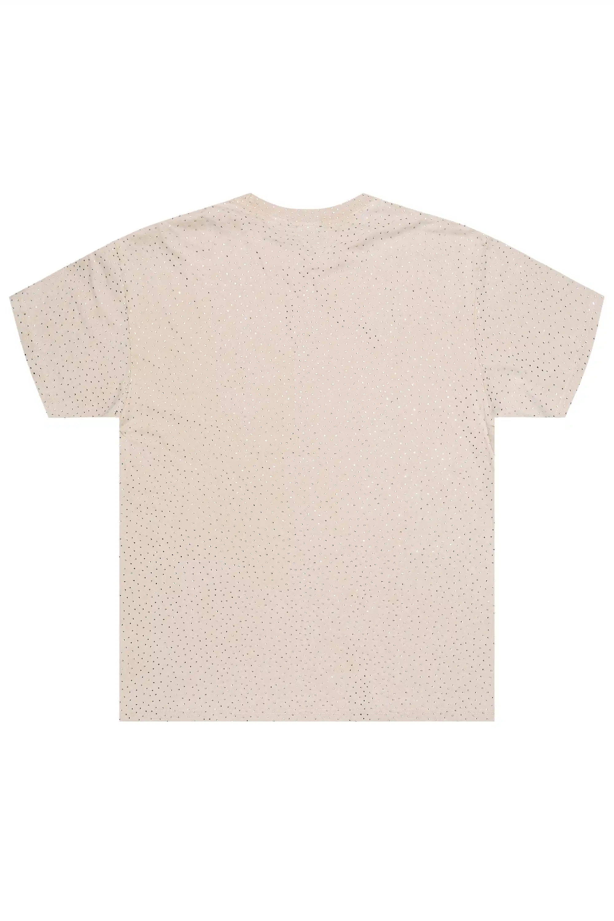 Kammile Beige Rhinestone T-Shirt - Image 3