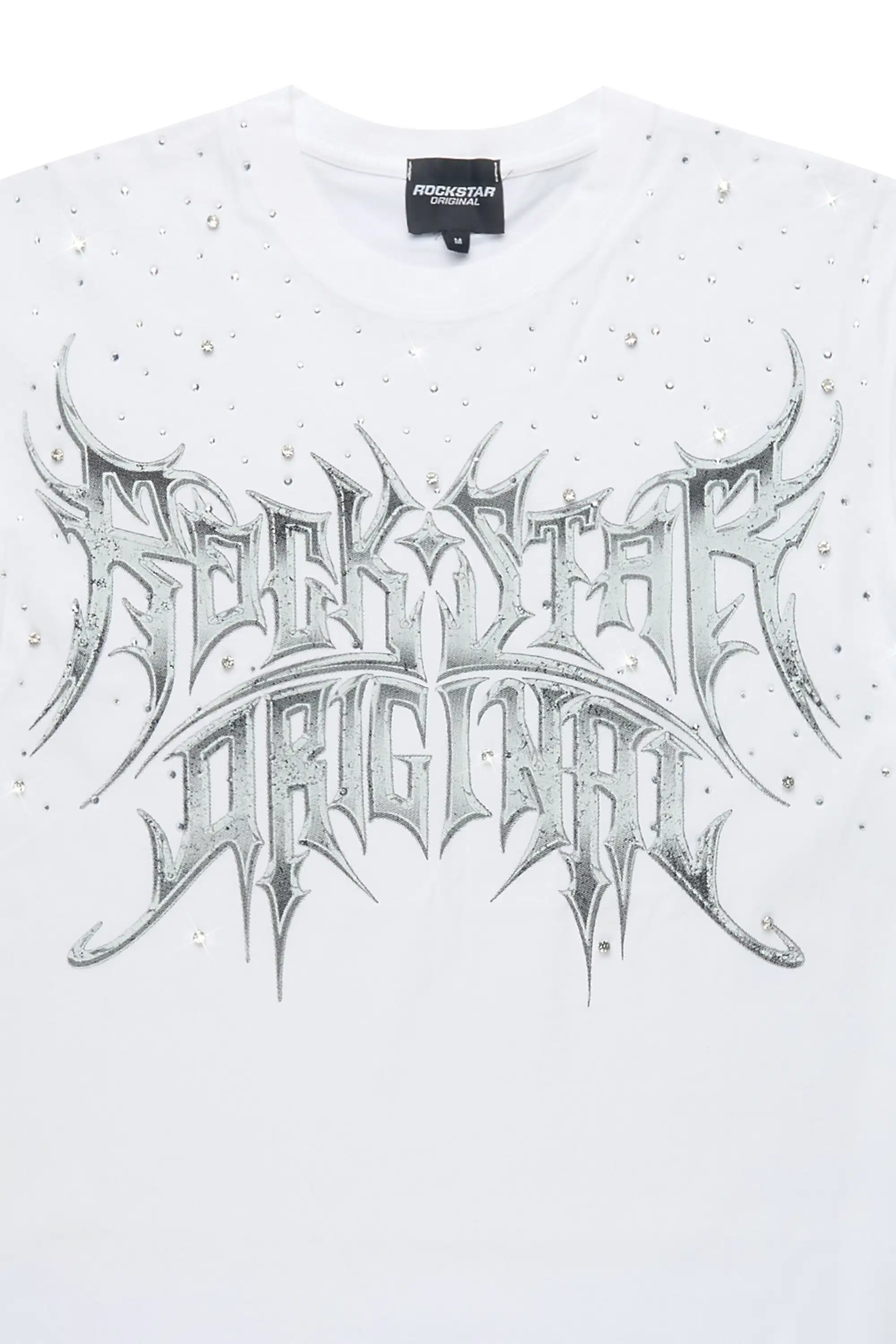 Nikisha White Rhinestone Short Sleeve Tee Shirt - Image 5