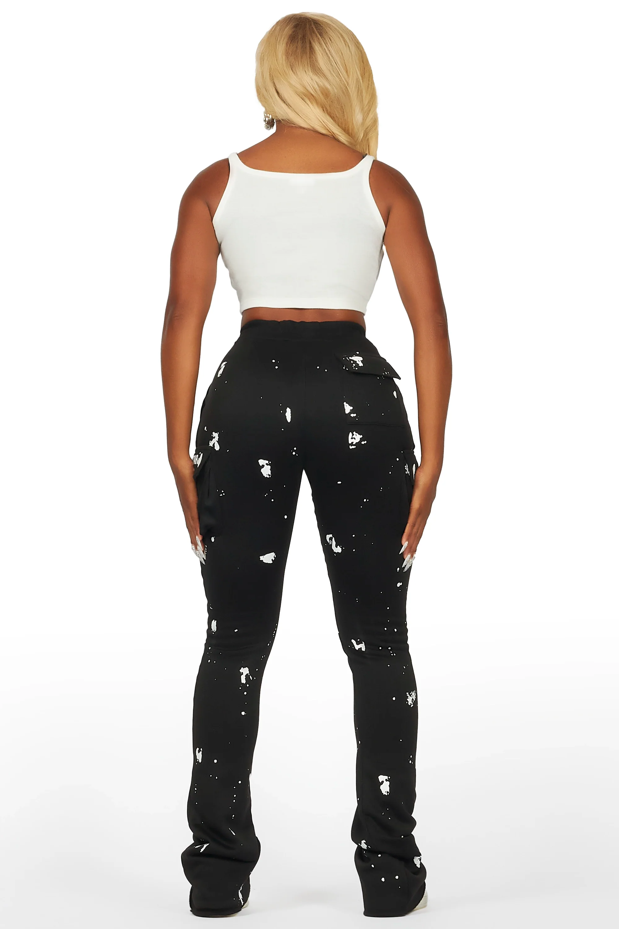 Antonia Black Cargo Stacked Track Pant - Image 5