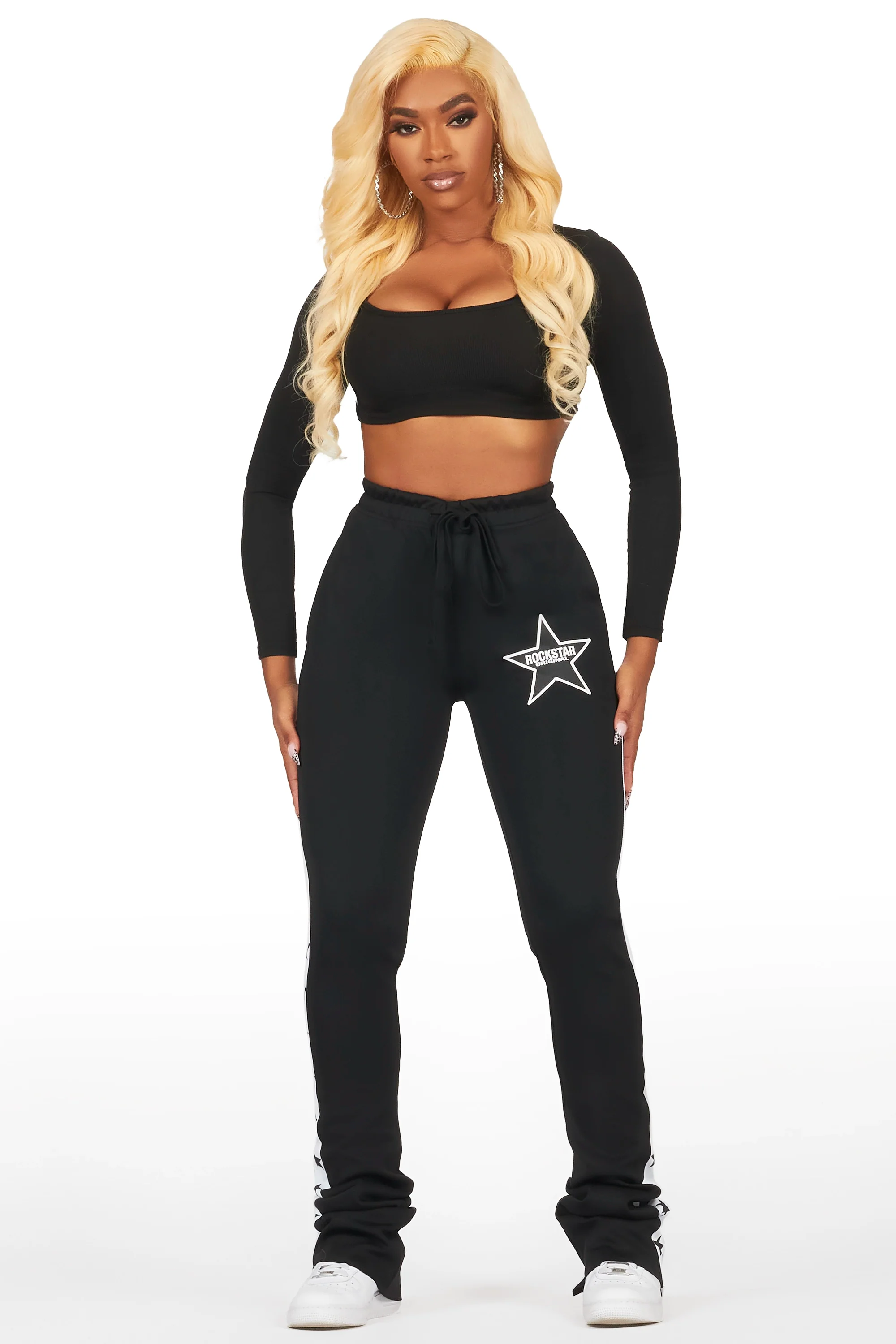 Kevona Black Super Stacked Track Pant - Image 2