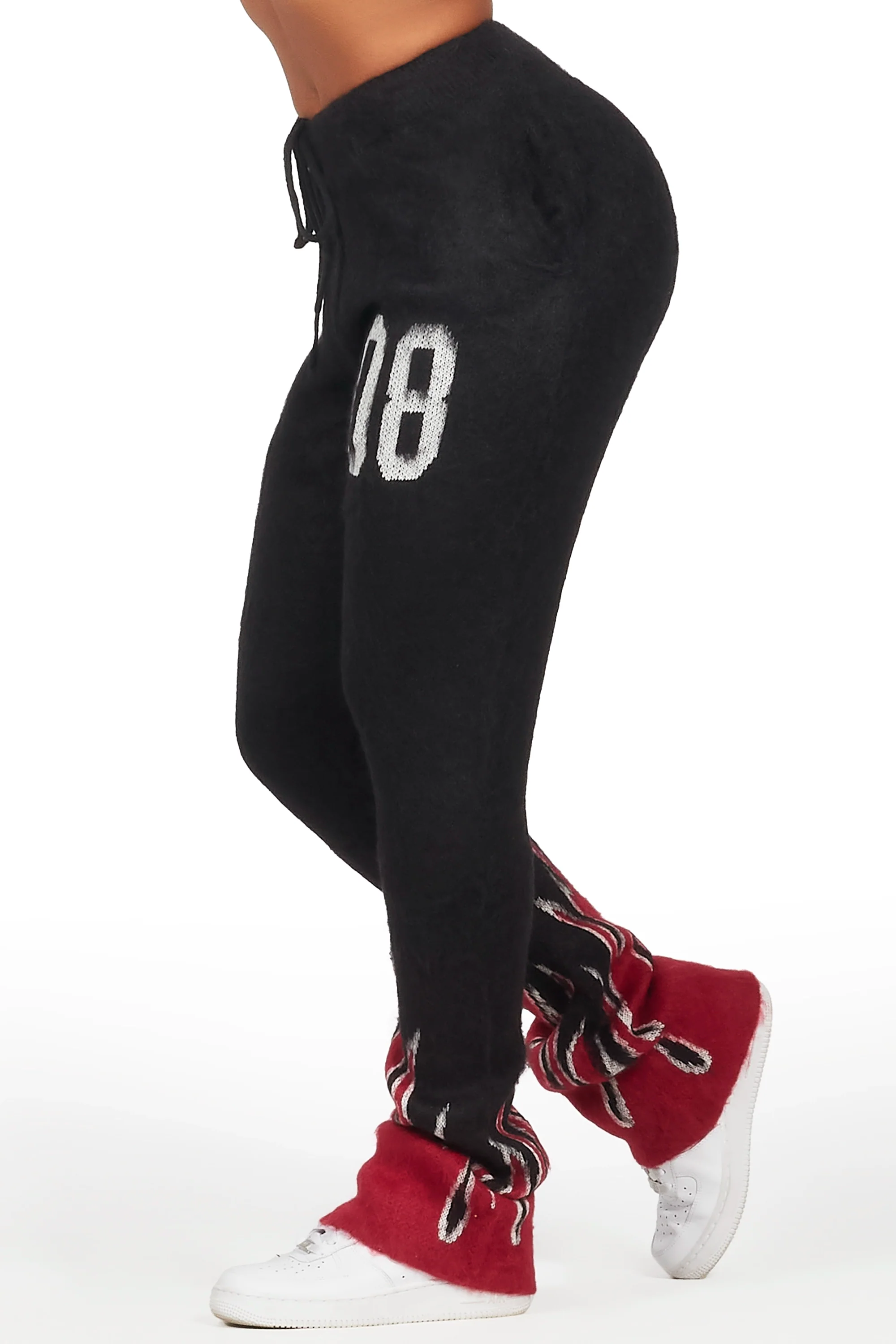 Della Black Mohair Stacked Track Pant - Image 3