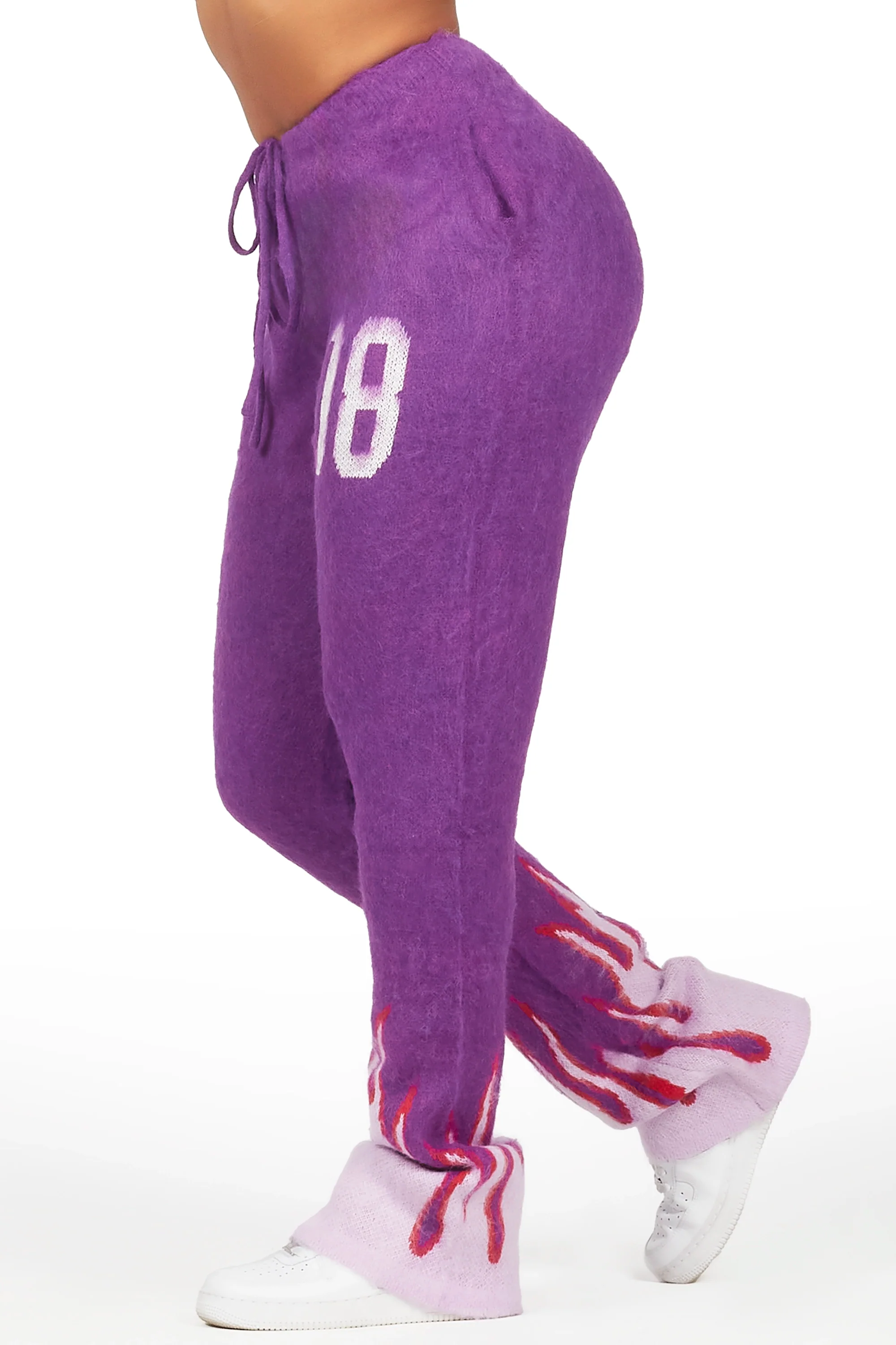 Della Purple Mohair Stacked Track Pant - Image 3