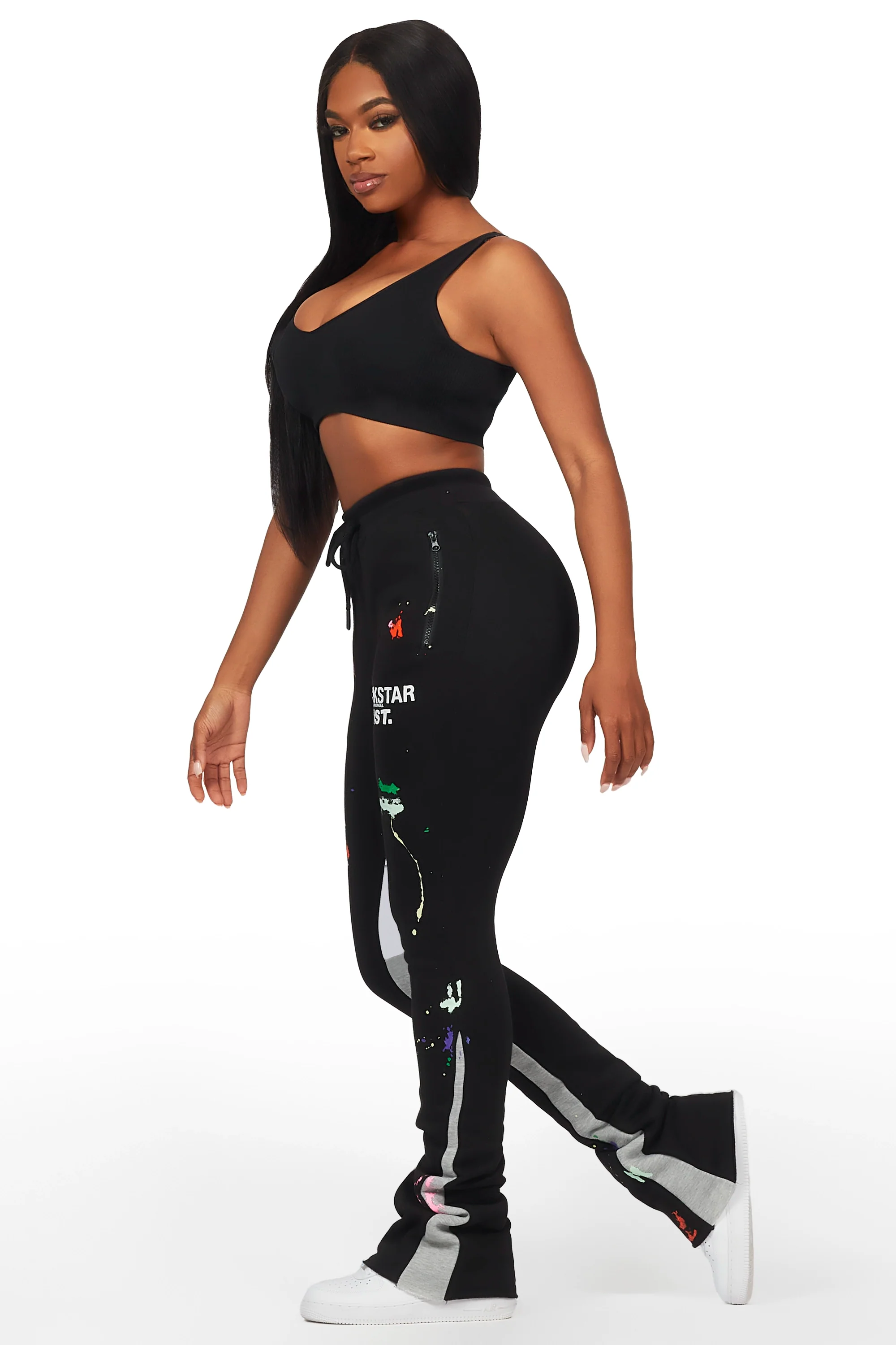 Karenthia Black Stacked Track Pant - Image 2