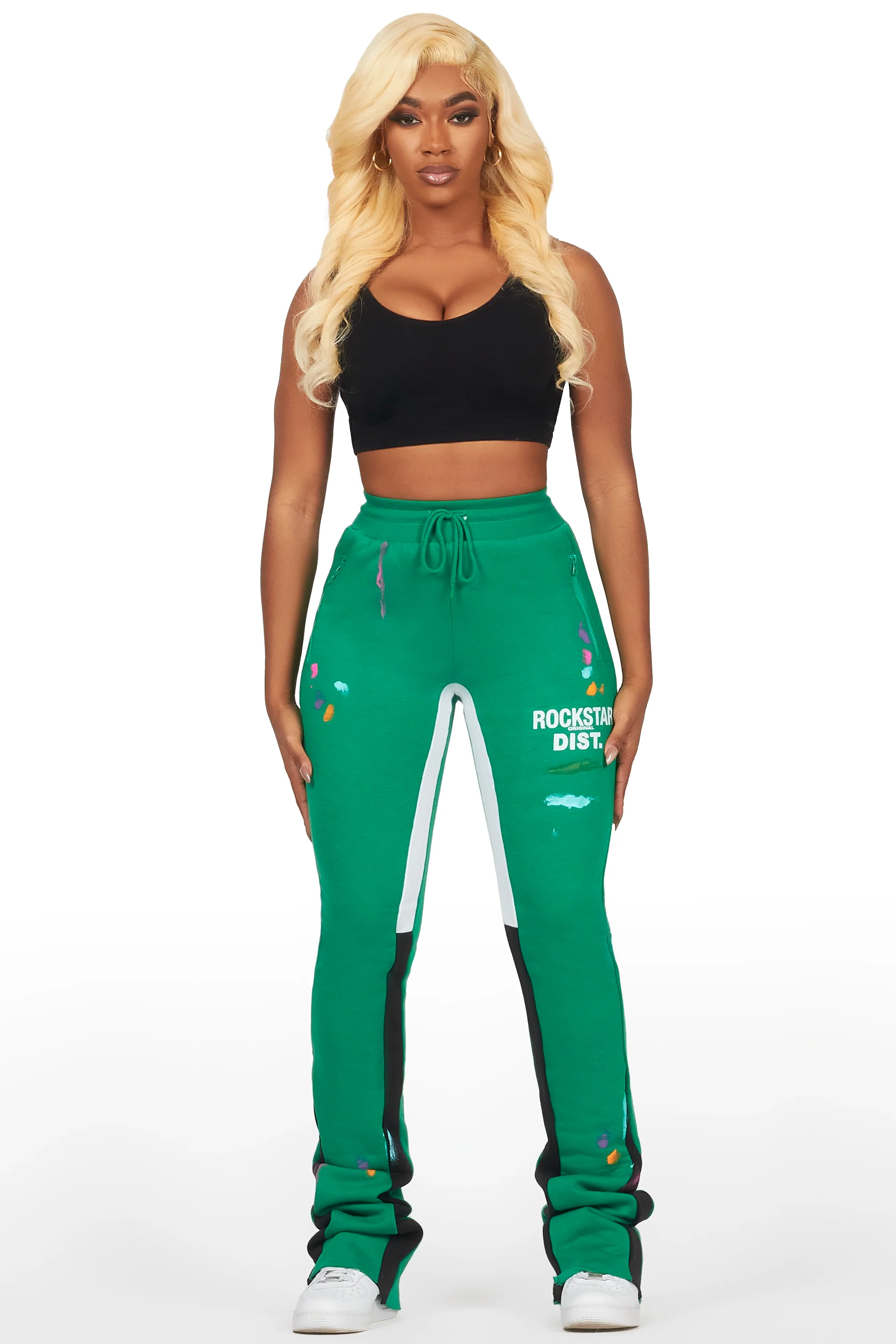Karenthia Green Stacked Track Pant - Image 2