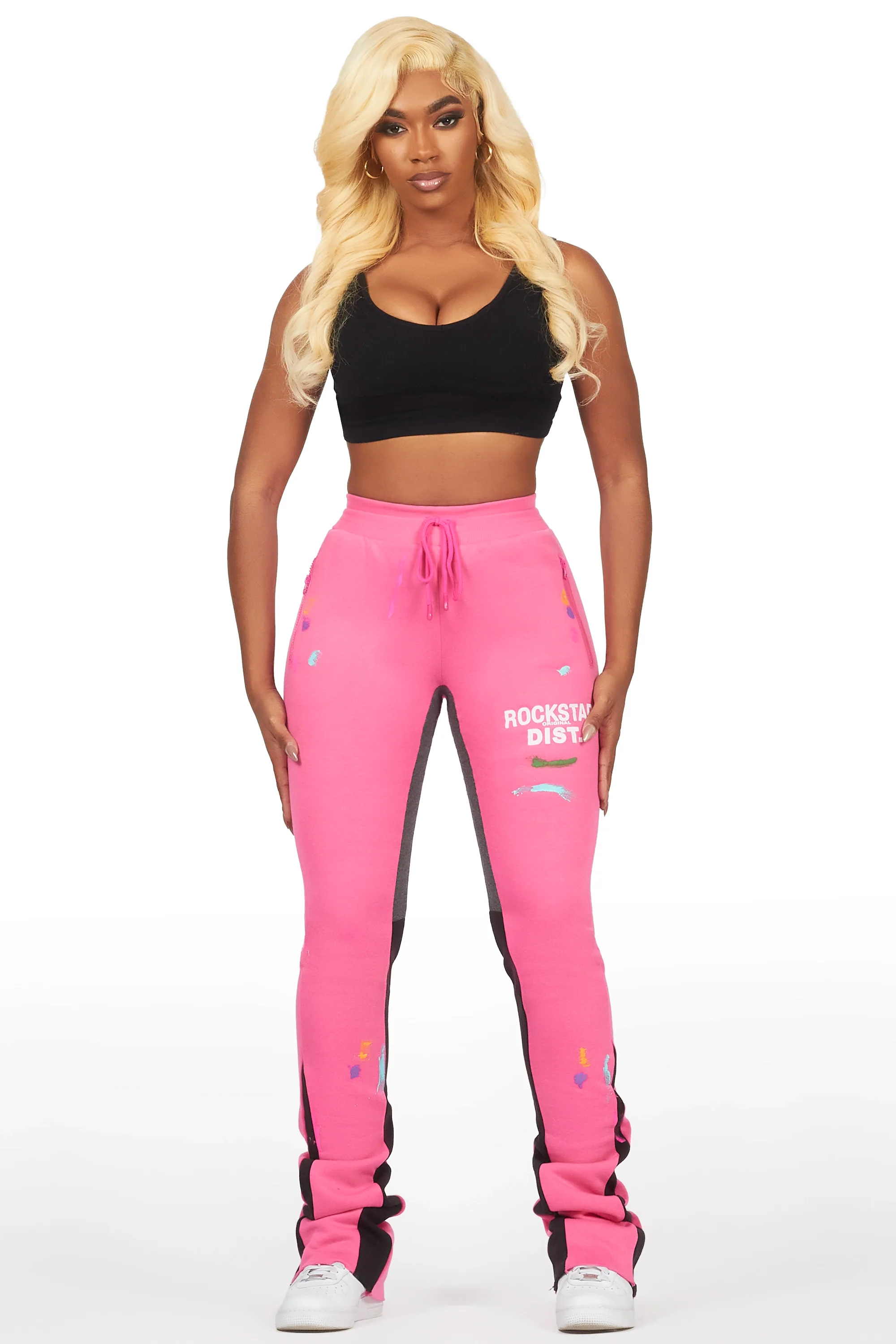 Karenthia Hot Pink Stacked Flare Pant - Image 2