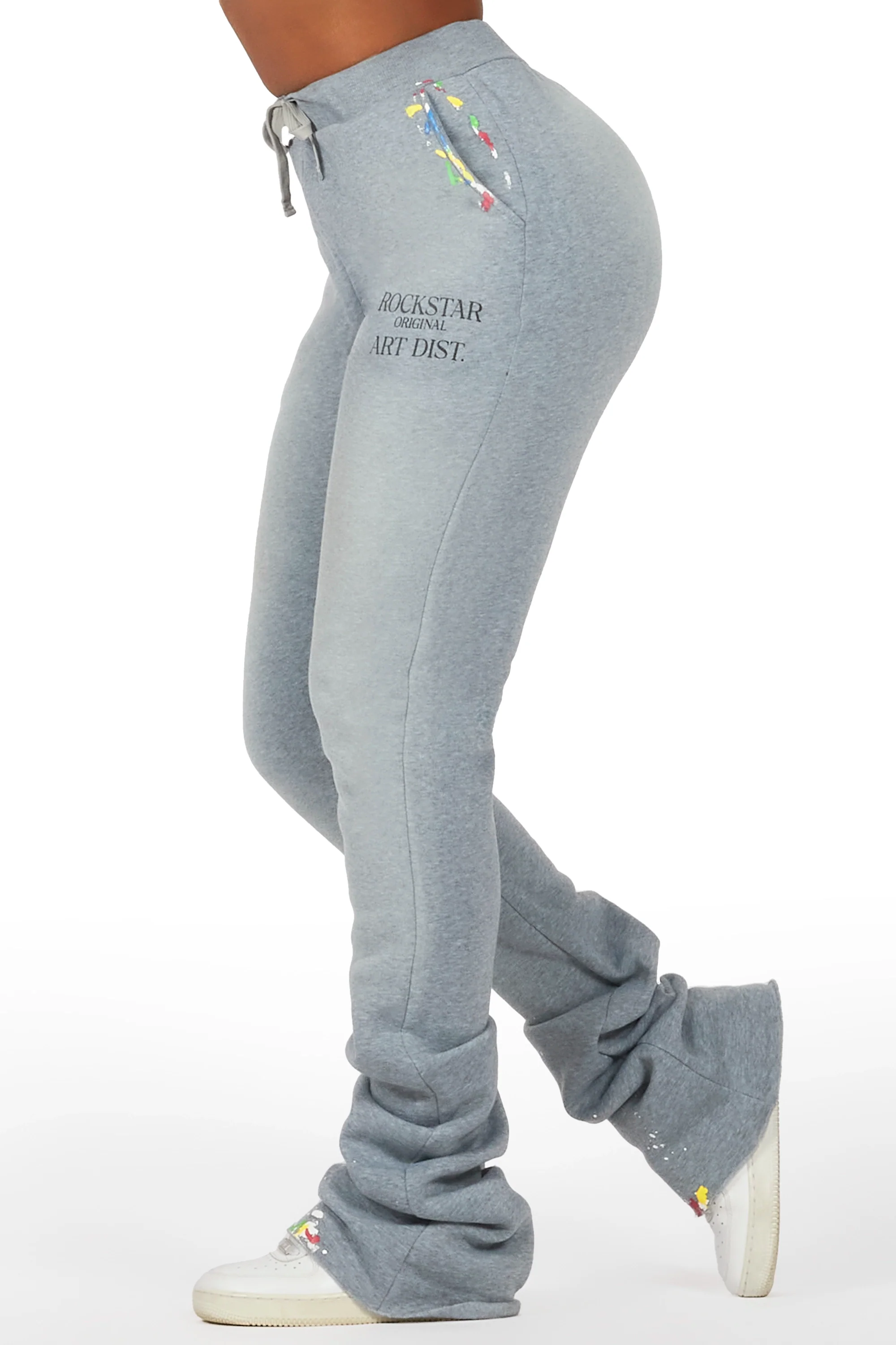 Teora Heather Grey Super Stacked Track Pant - Image 3