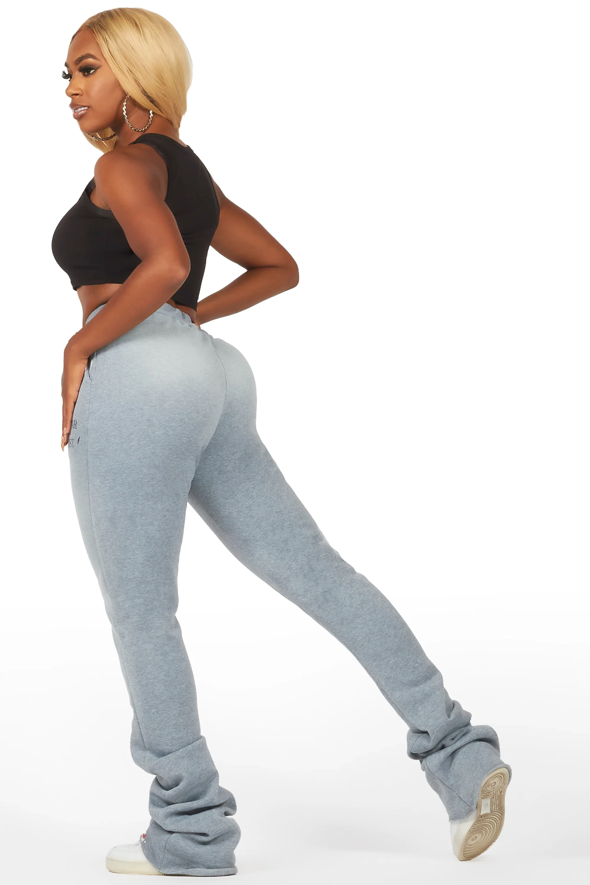 Teora Heather Grey Super Stacked Track Pant - Image 4