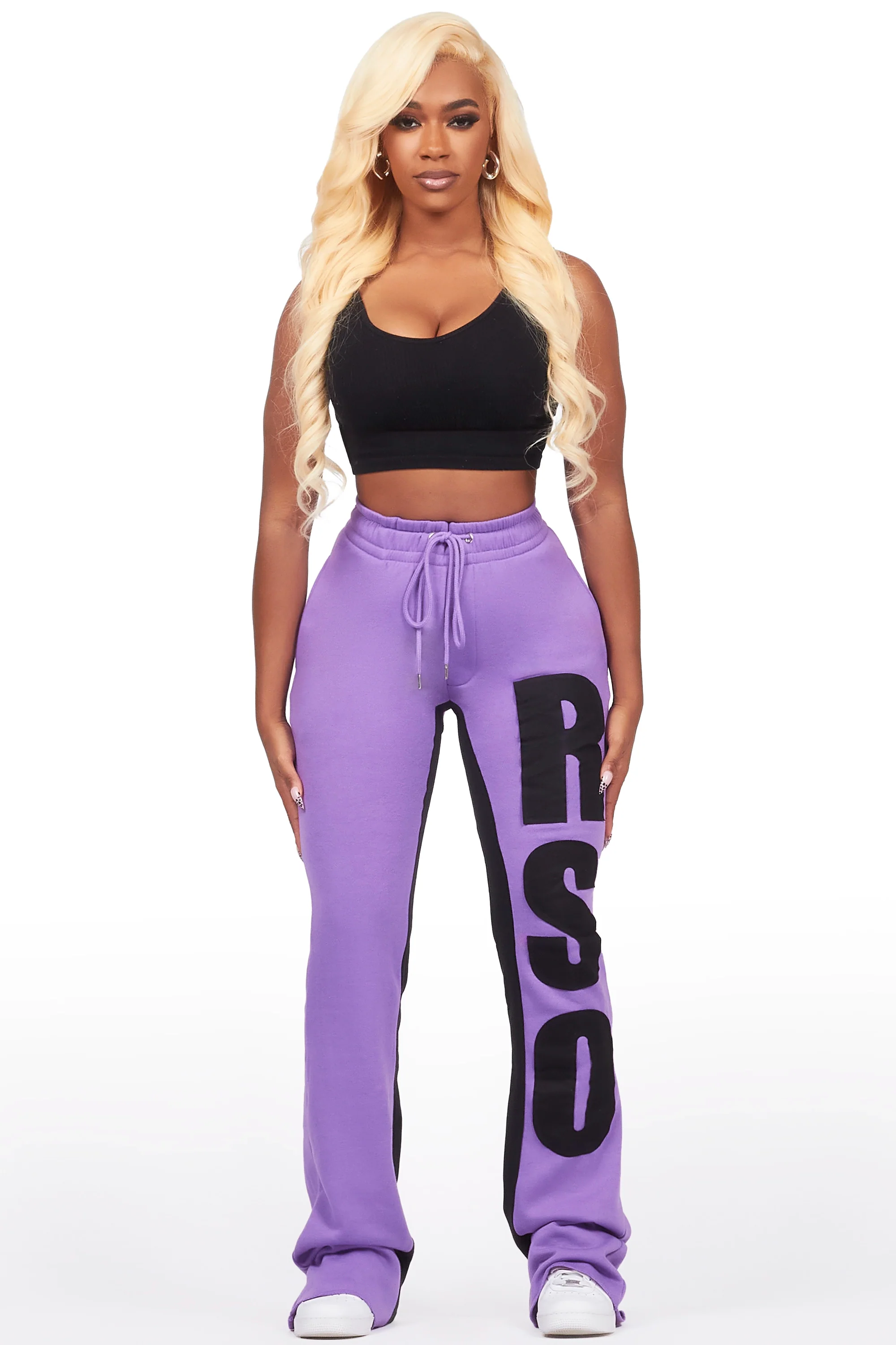 Juatica Purple Baggy Stacked Track Pant - Image 2