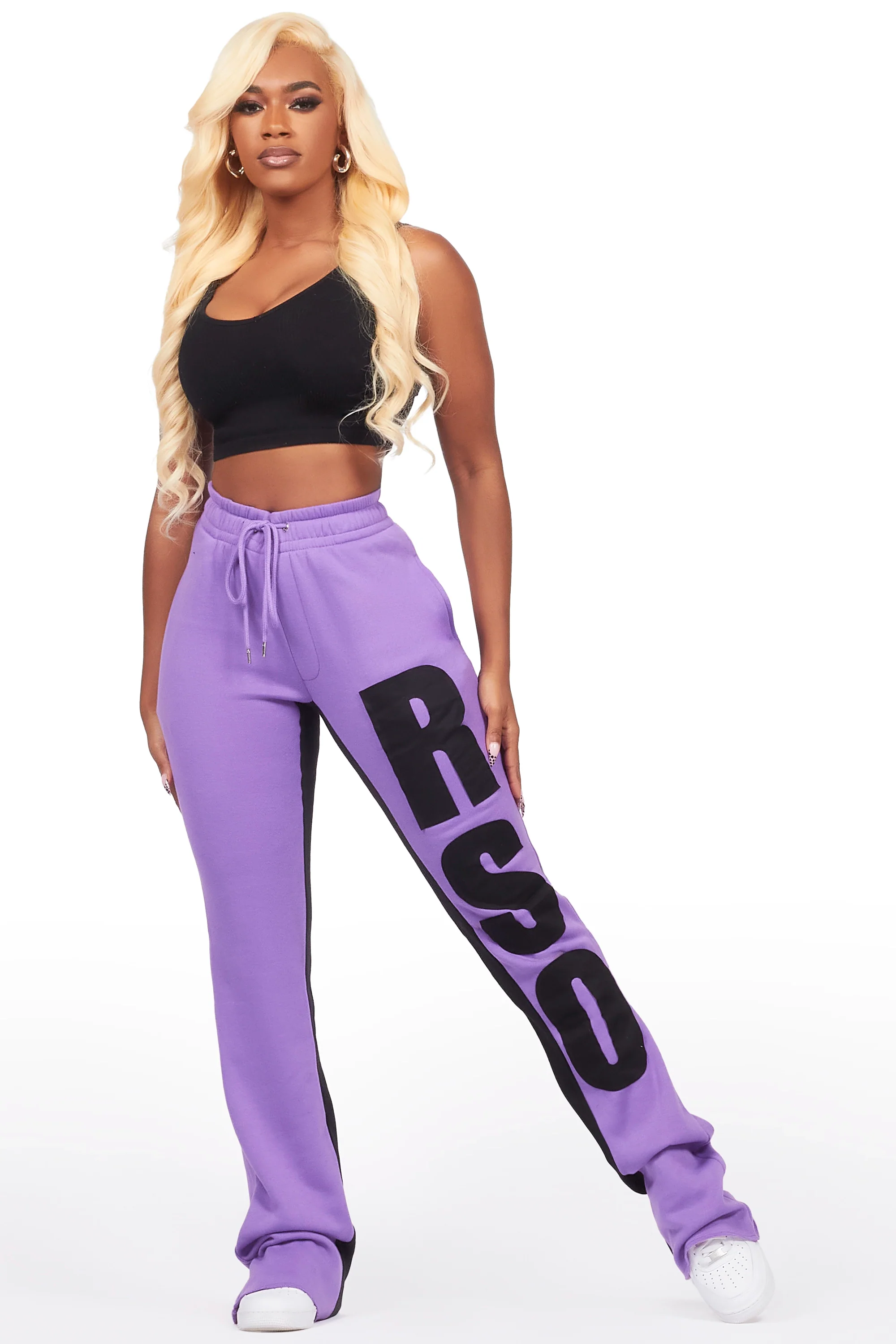 Juatica Purple Baggy Stacked Track Pant - Image 4
