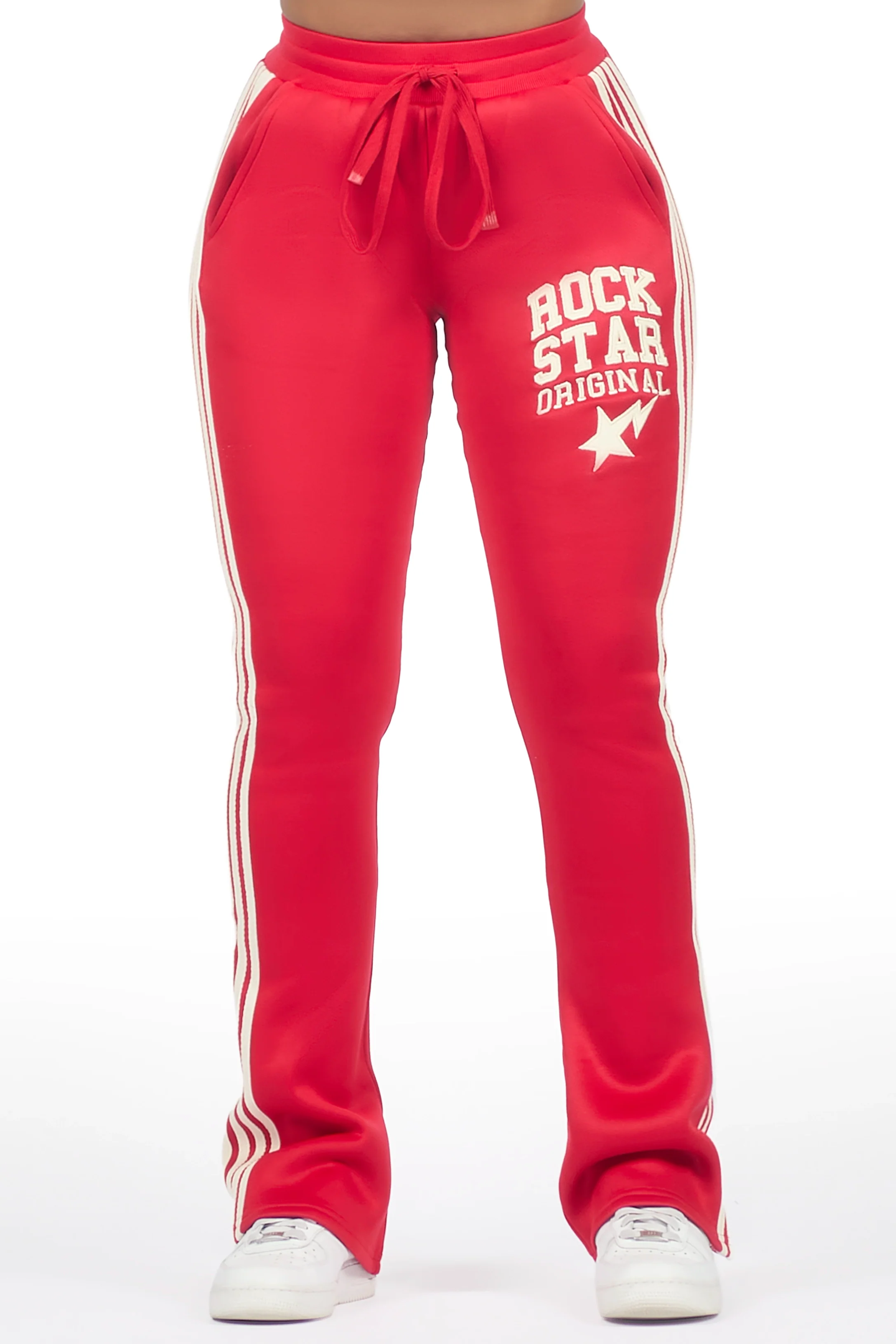 Briana Red Stacked Track Pant - Image 4