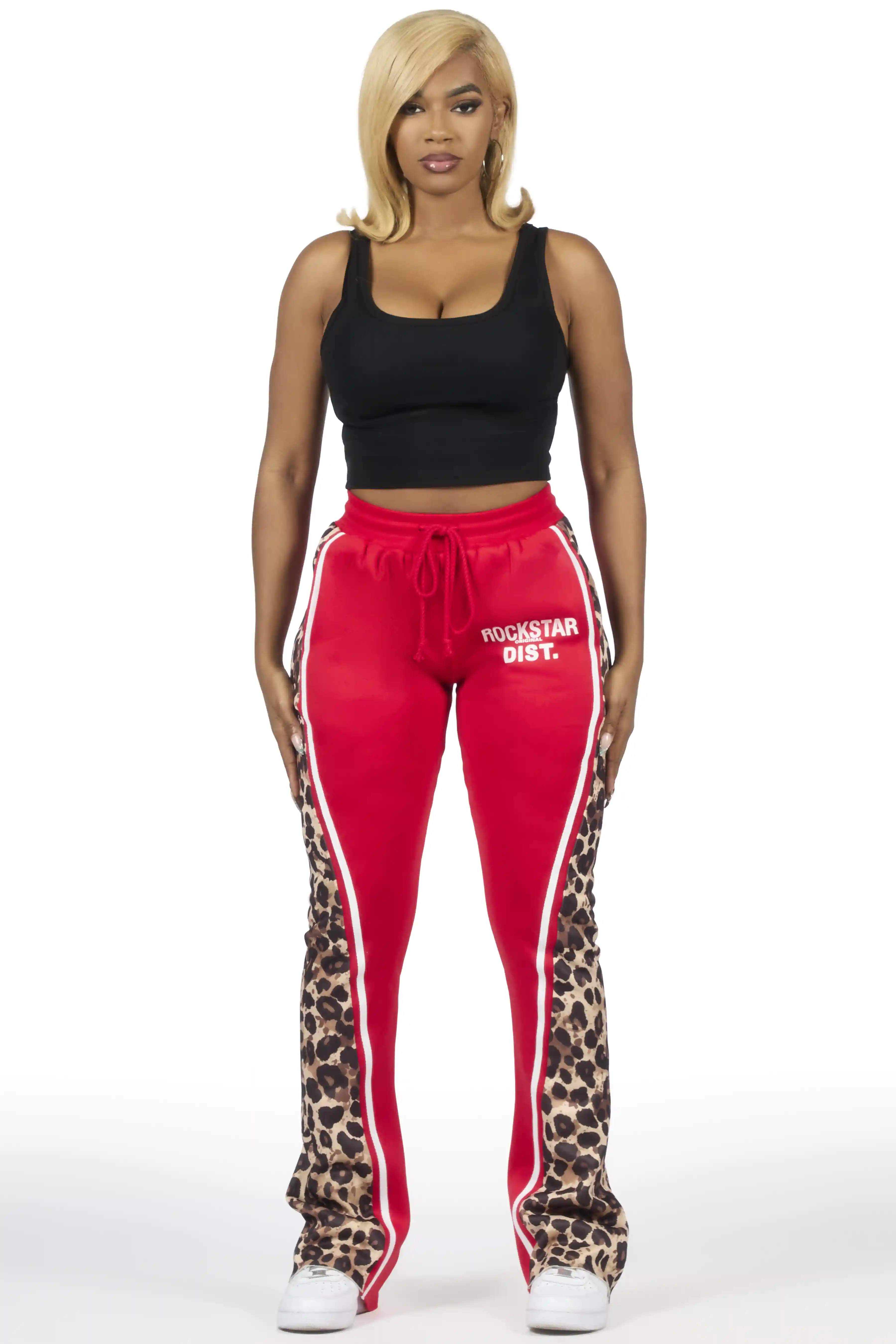 Soana Red Stacked Track Pant - Image 5