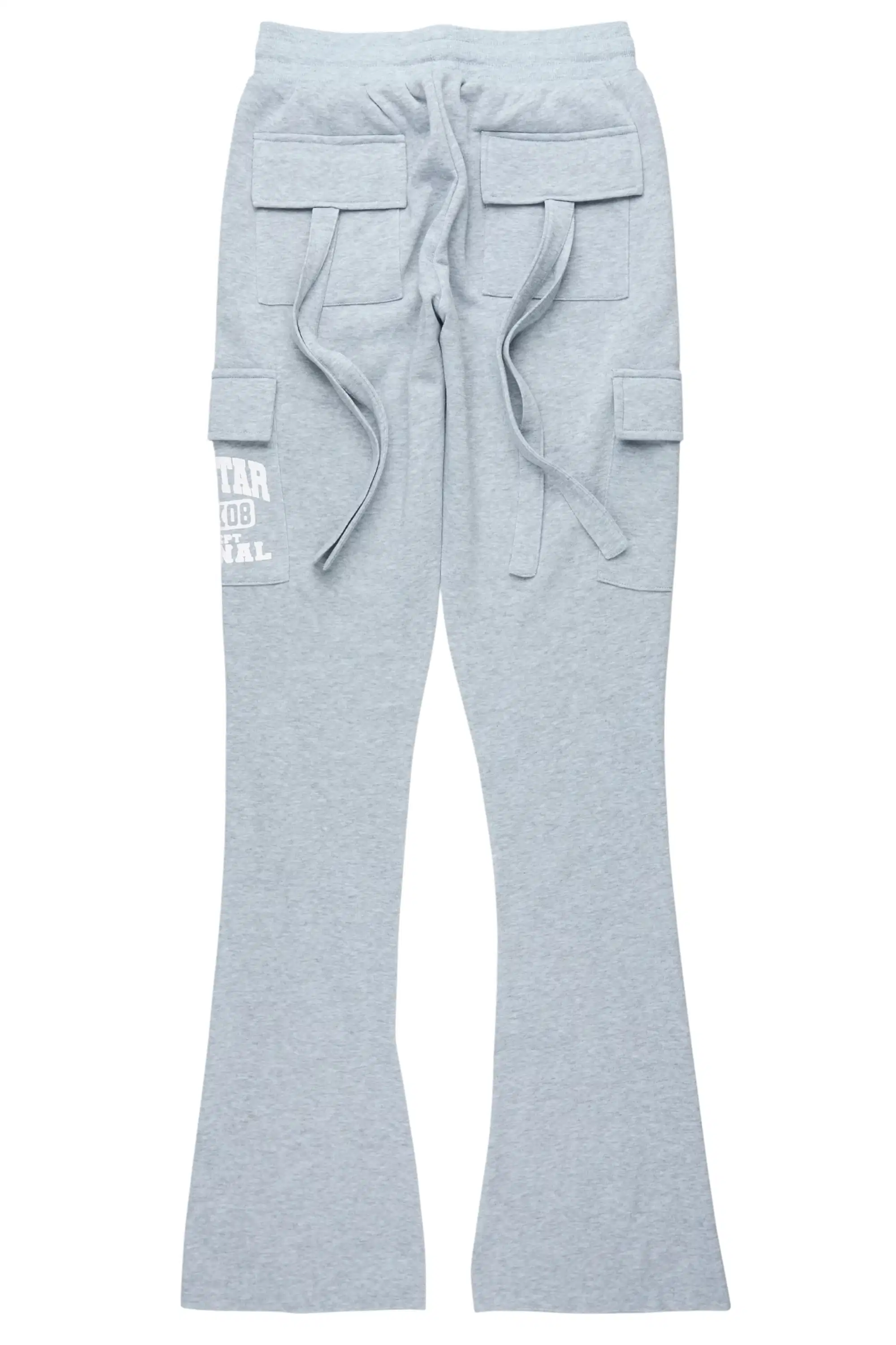 Elandira Heather Grey Cargo Stacked Track Pant - Image 7