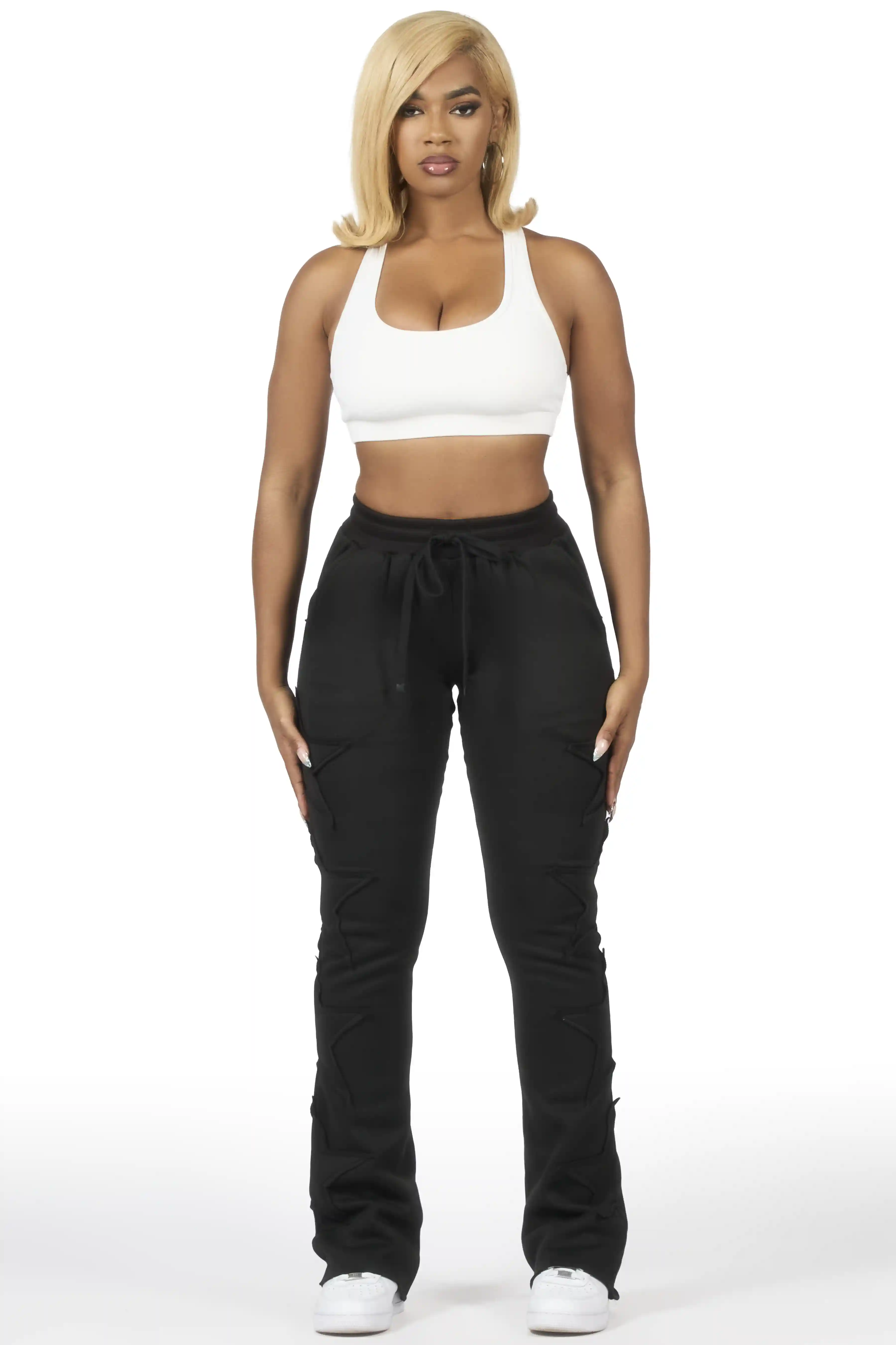Sinayah Black Stacked Track Pant - Image 7