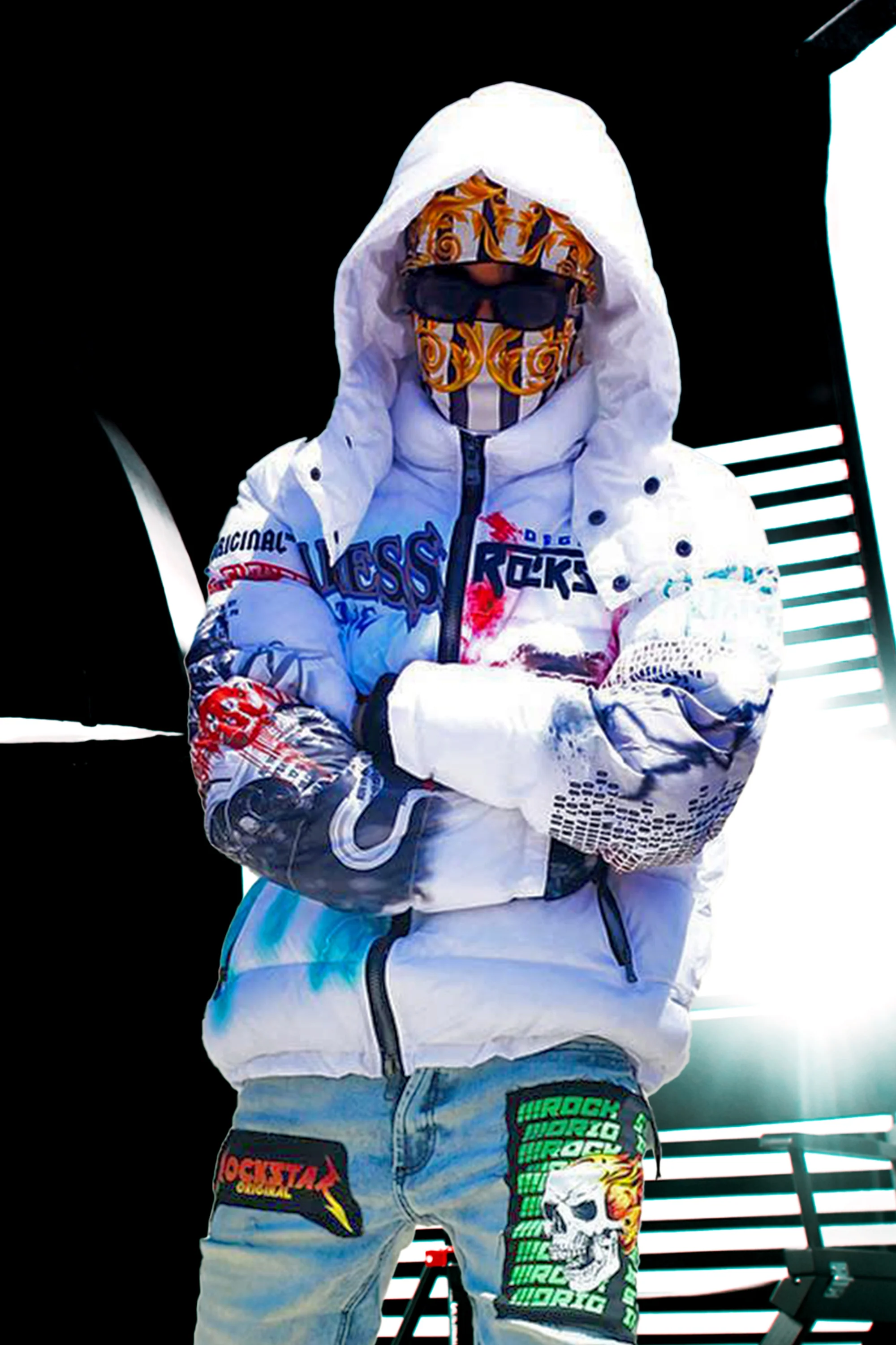Nash White Graphic Print Puffer Jacket - Image 15